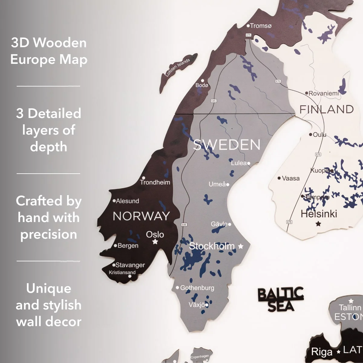 3D Europe Wooden Map Nordik - Image 14