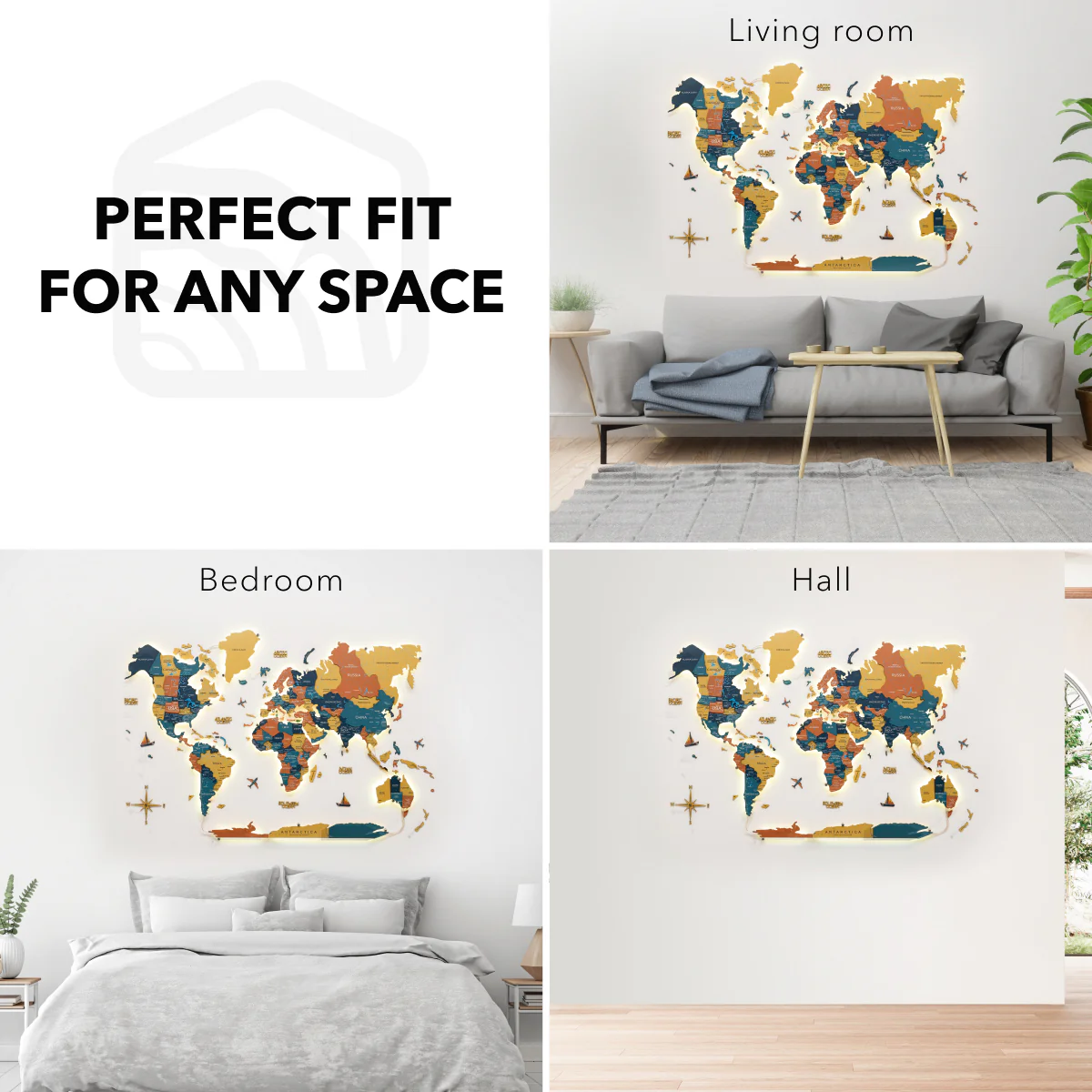 3D LED / LUMINOUS Wooden World Map 3.0 Indie - Image 19