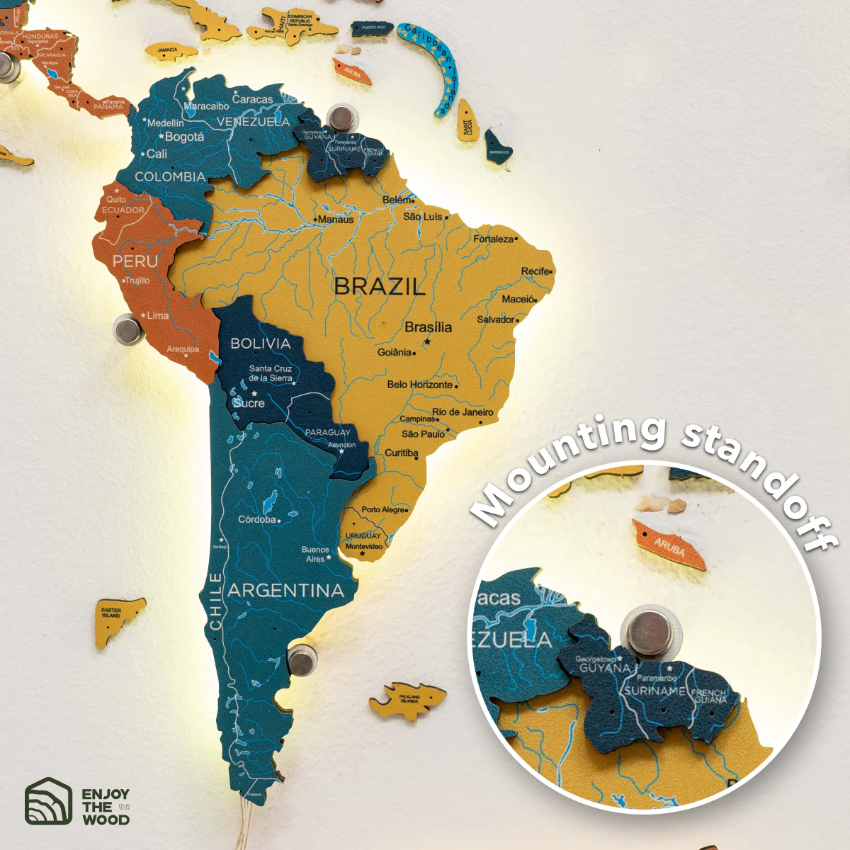 3D LED / LUMINOUS Wooden World Map 3.0 Indie - Image 21