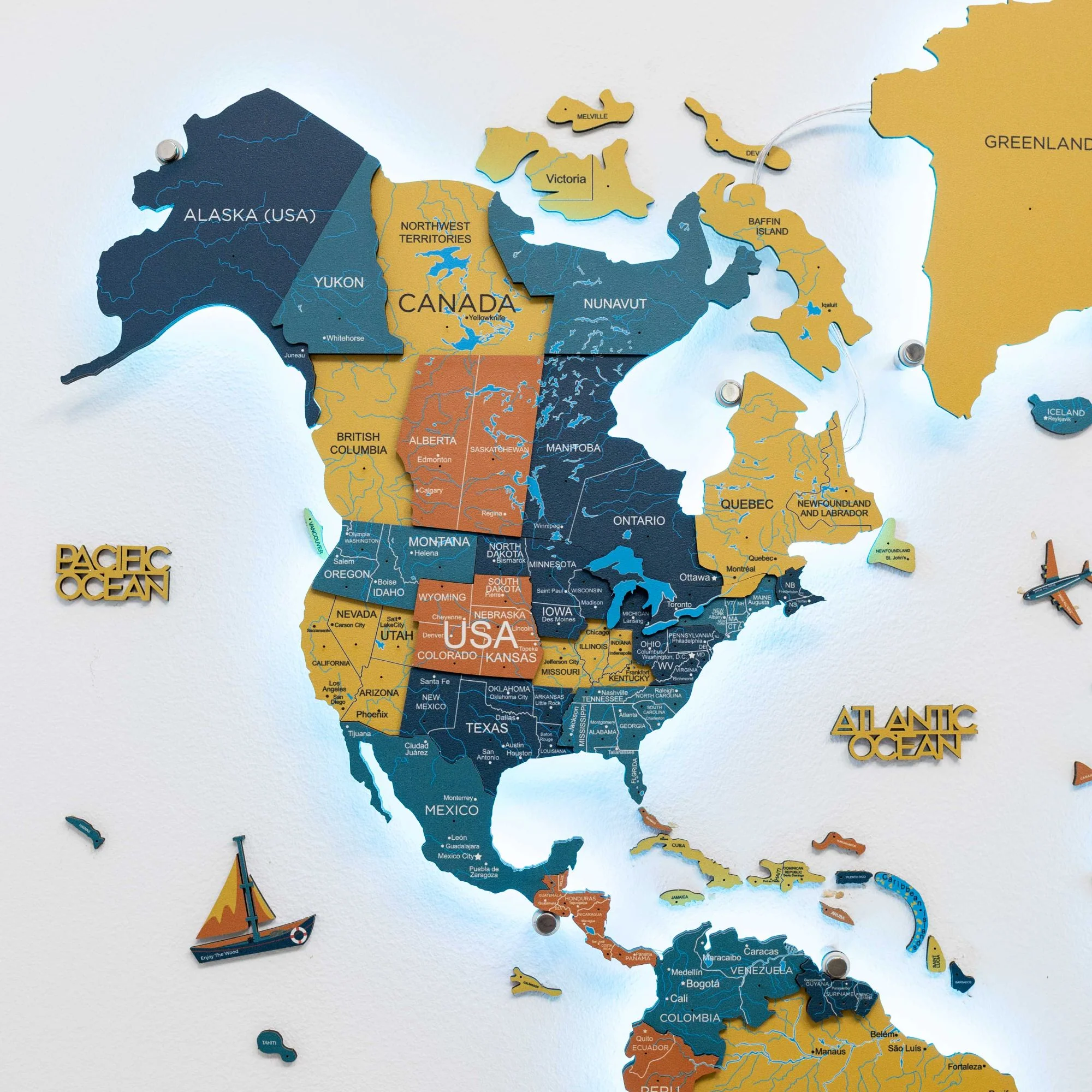 3D LED / LUMINOUS Wooden World Map 3.0 Indie - Image 3