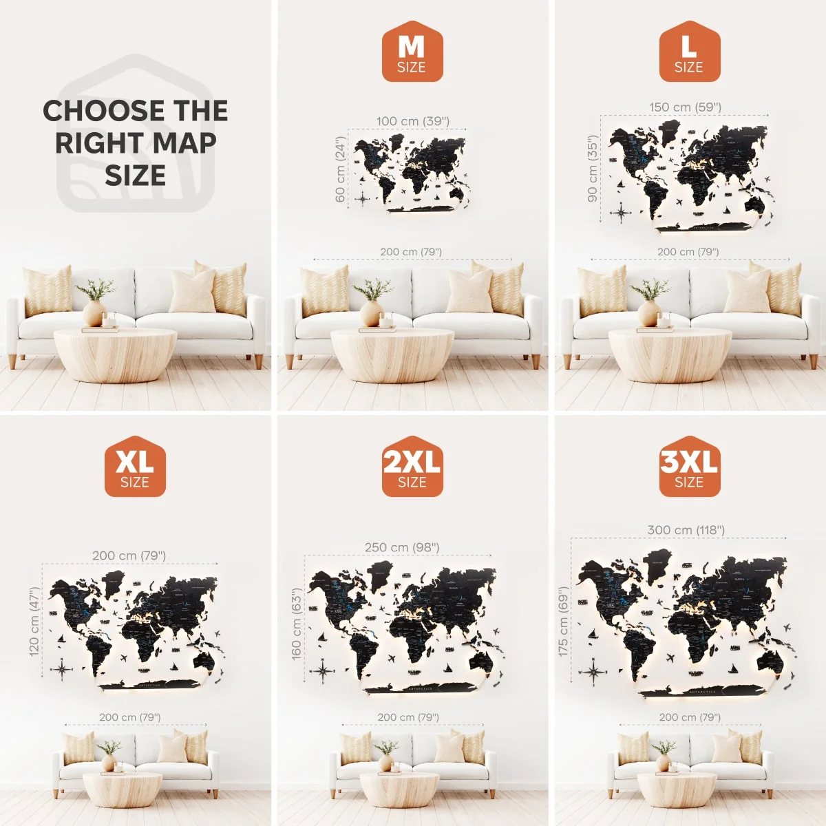 3D LED / LUMINOUS Wooden World Map 3.0 Midnight - Image 17