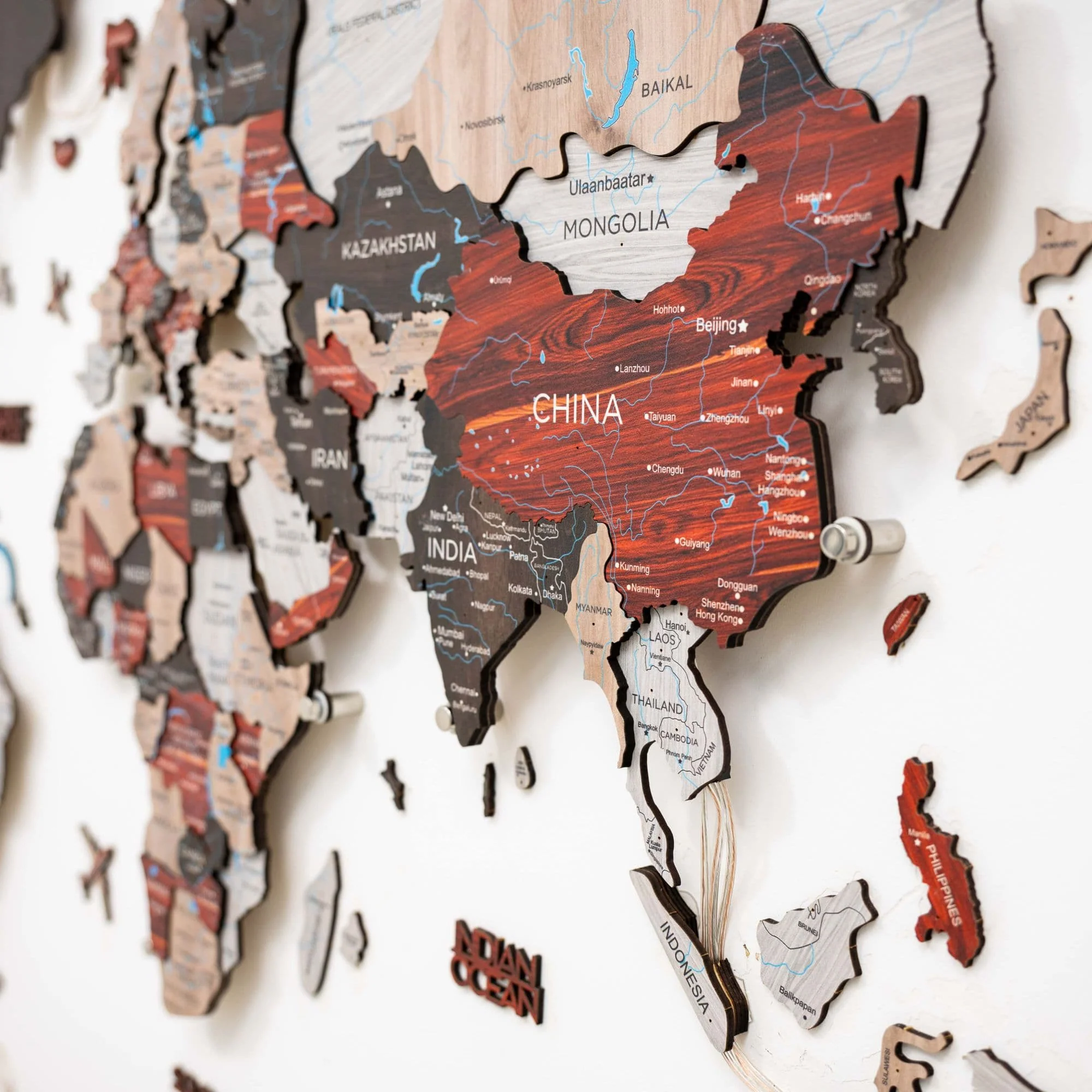 3D LED / LUMINOUS Wooden World Map 3.0 Urban - Image 12