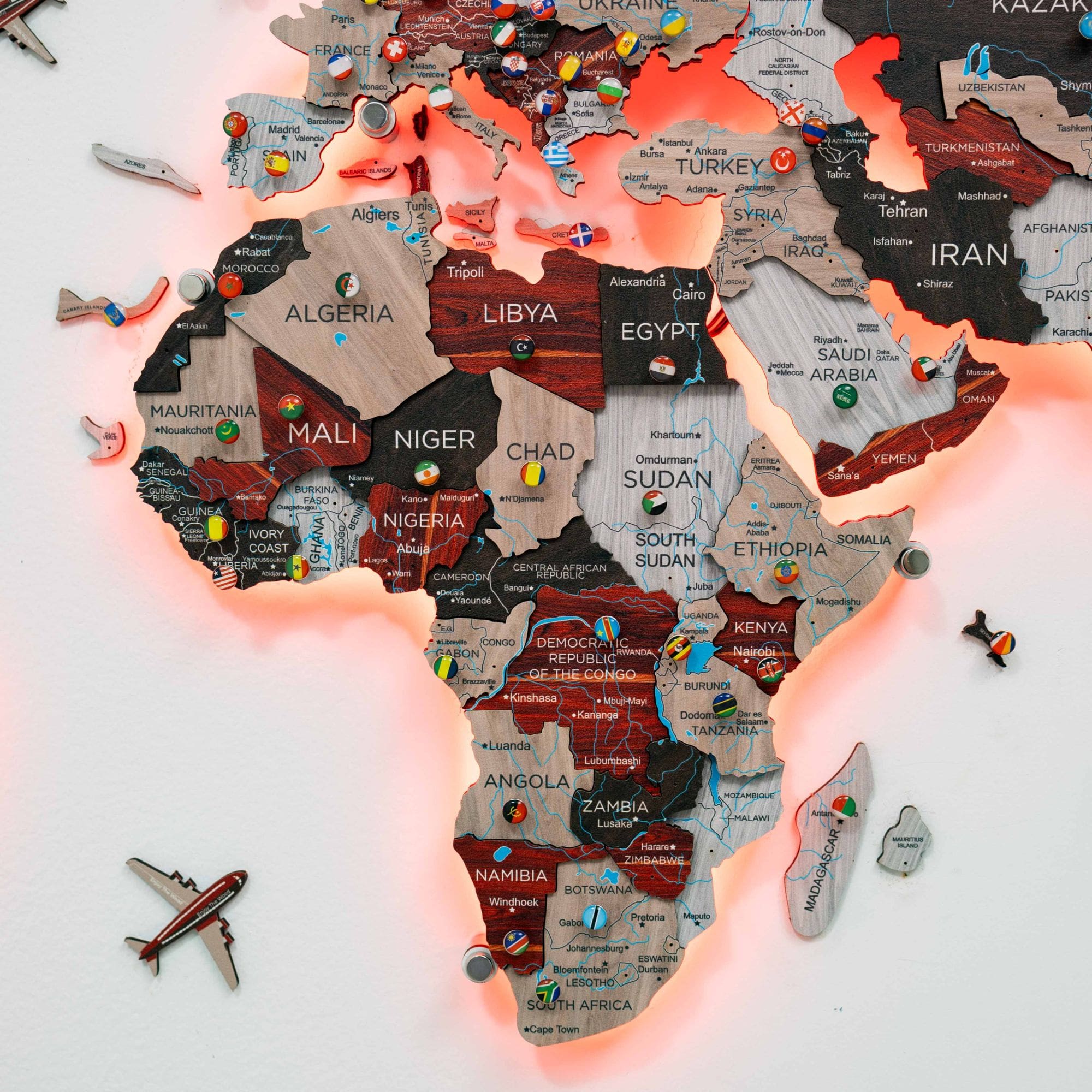 3D LED / LUMINOUS Wooden World Map 3.0 Urban - Image 15