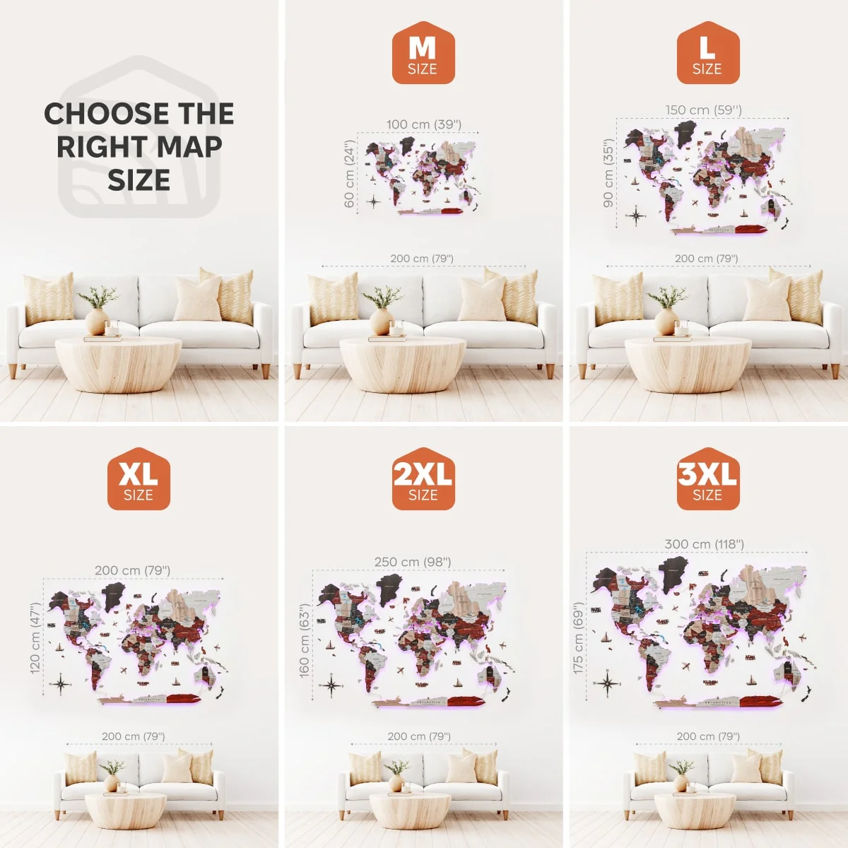 3D LED / LUMINOUS Wooden World Map 3.0 Urban - Image 17