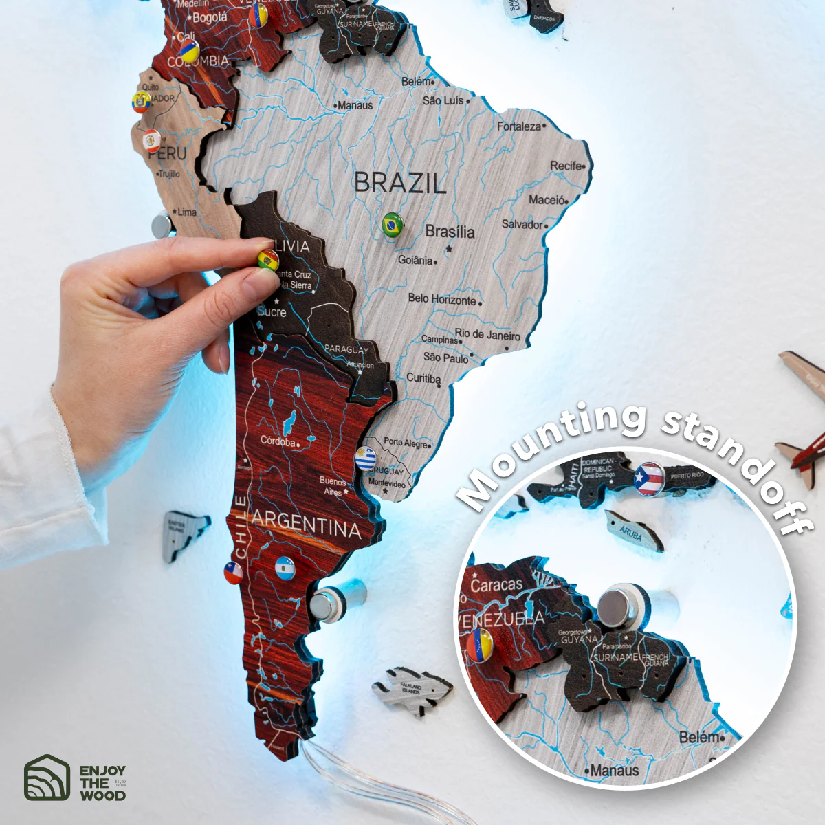 3D LED / LUMINOUS Wooden World Map 3.0 Urban - Image 22