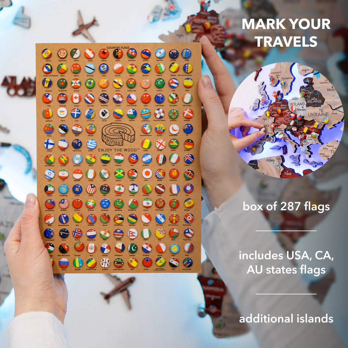 3D LED / LUMINOUS Wooden World Map 3.0 Urban - Image 23