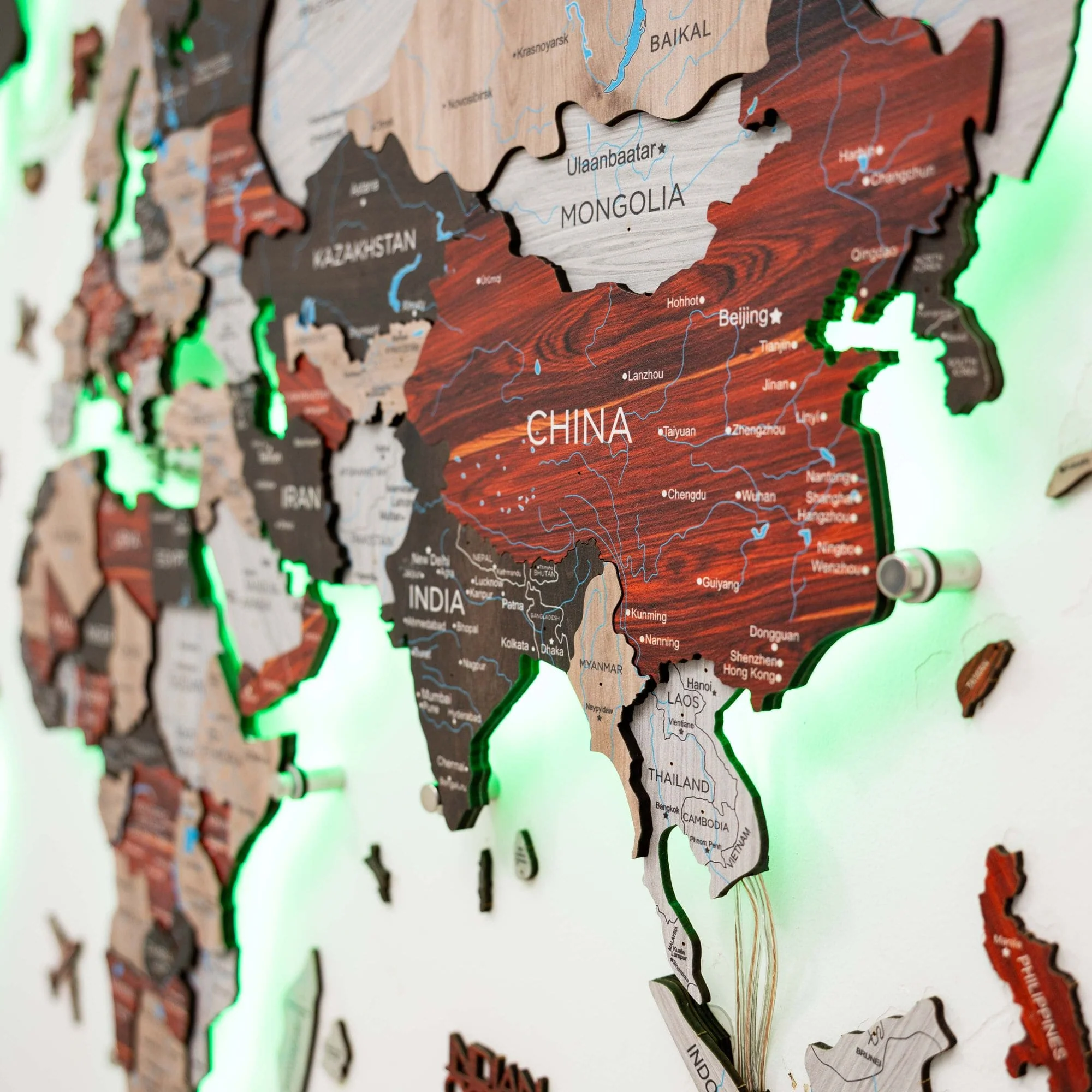 3D LED / LUMINOUS Wooden World Map 3.0 Urban - Image 8