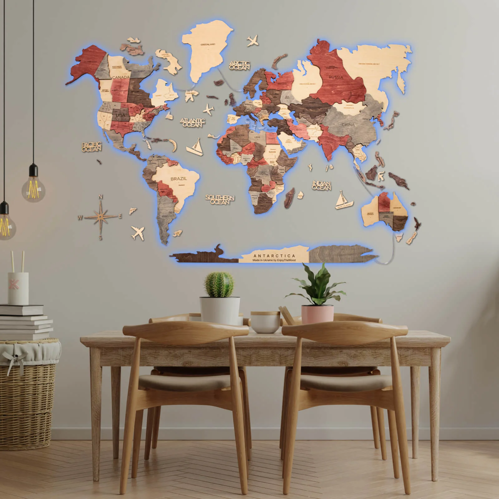 3D LED Wooden World Map 3.0 Fusion - Image 13