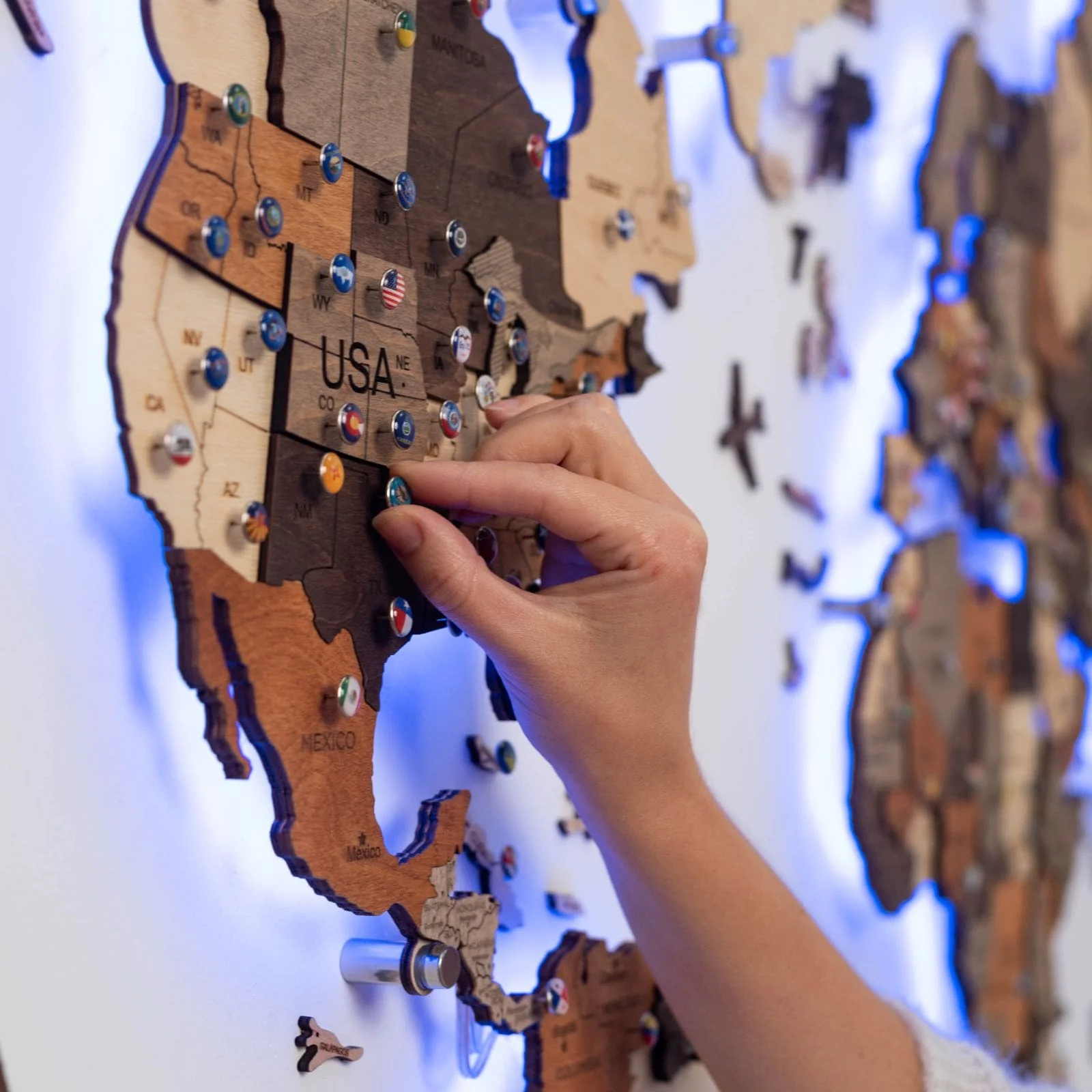 3D LED Wooden World Map 3.0 Multicolor - Image 4