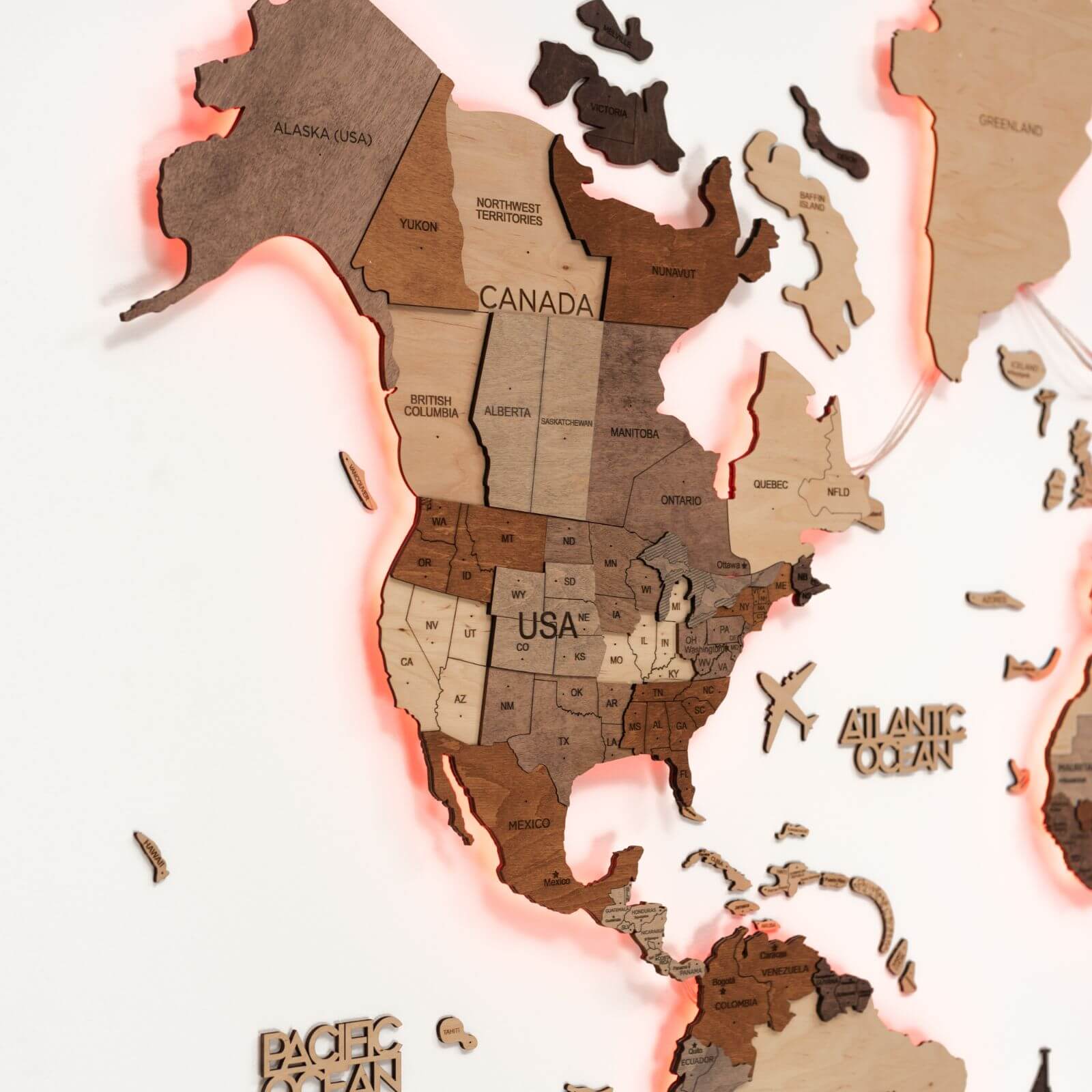 3D LED Wooden World Map 3.0 Multicolor - Image 8