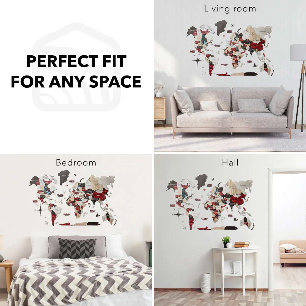 3D Wooden World Map Urban - Image 12