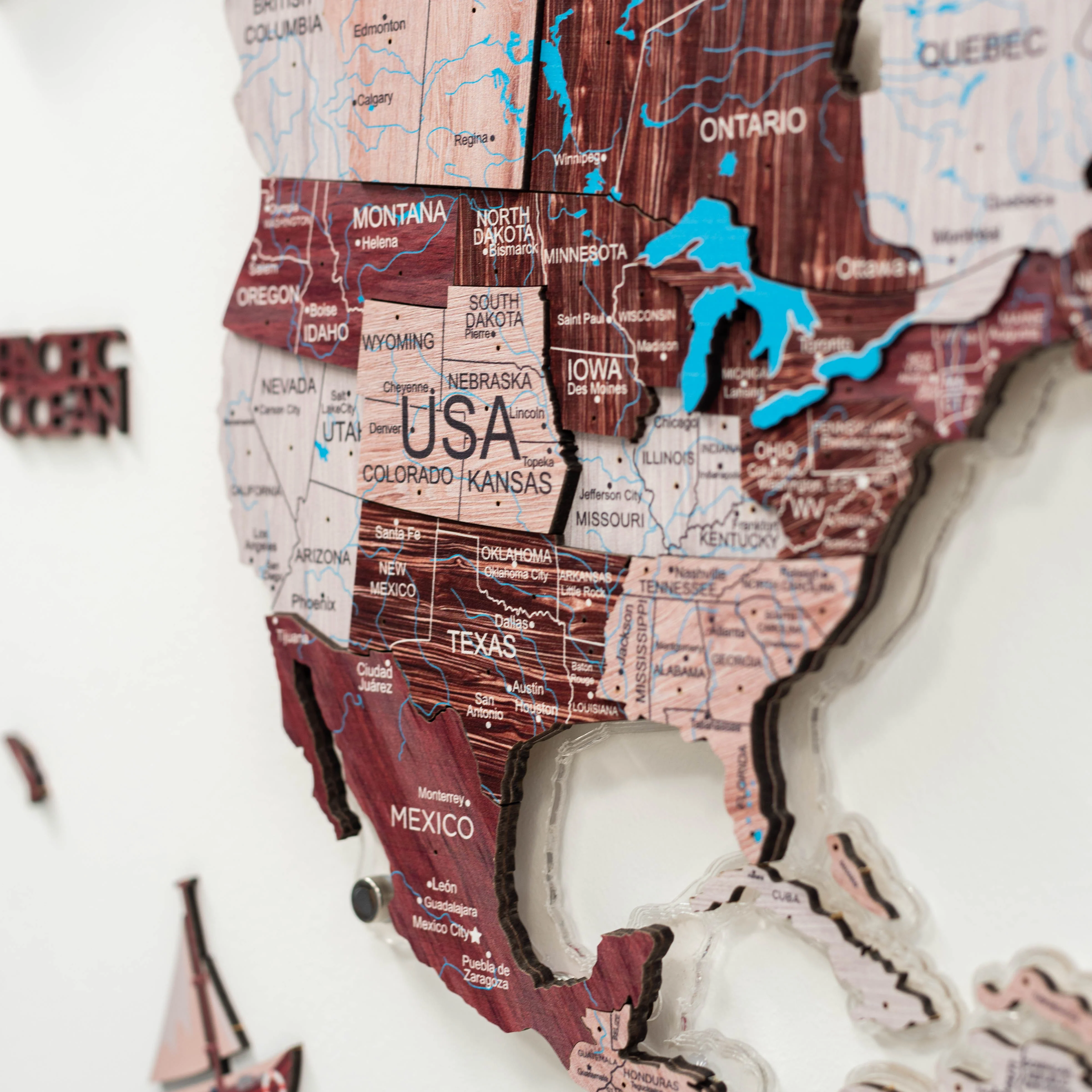 3D LUMINOUS LED Wooden World Map 2.0 Cappuccino - Image 12