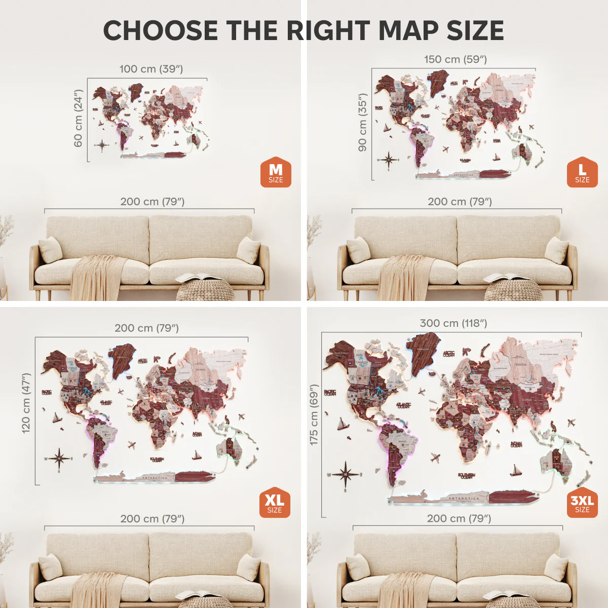 3D LUMINOUS LED Wooden World Map 2.0 Cappuccino - Image 23