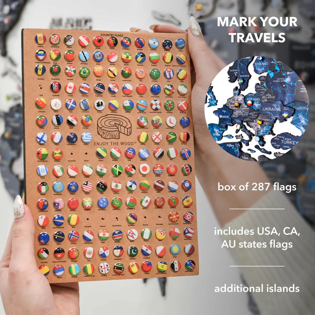 3D Wooden World Map Space - Image 16