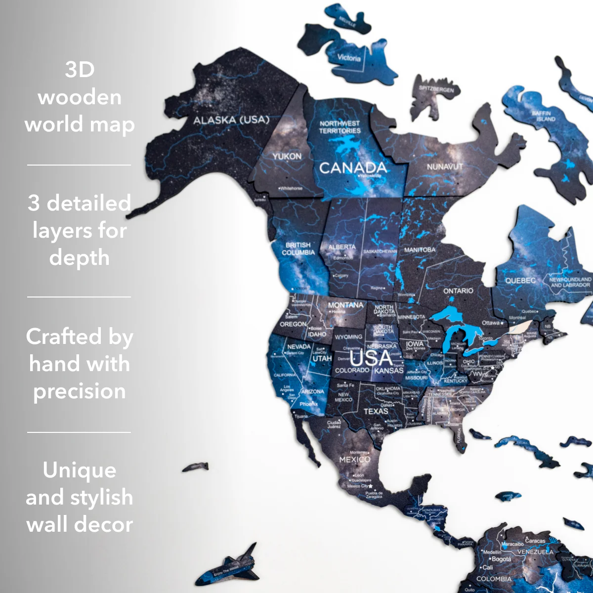 3D Wooden World Map Space - Image 15