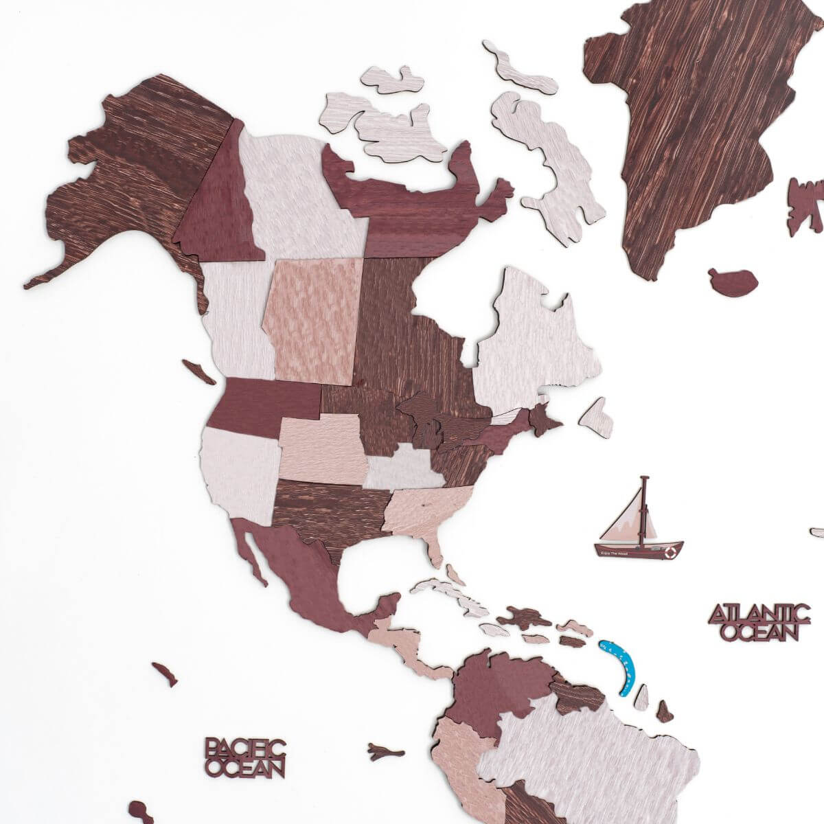 3D Wooden World Map Cappuccino - Image 4