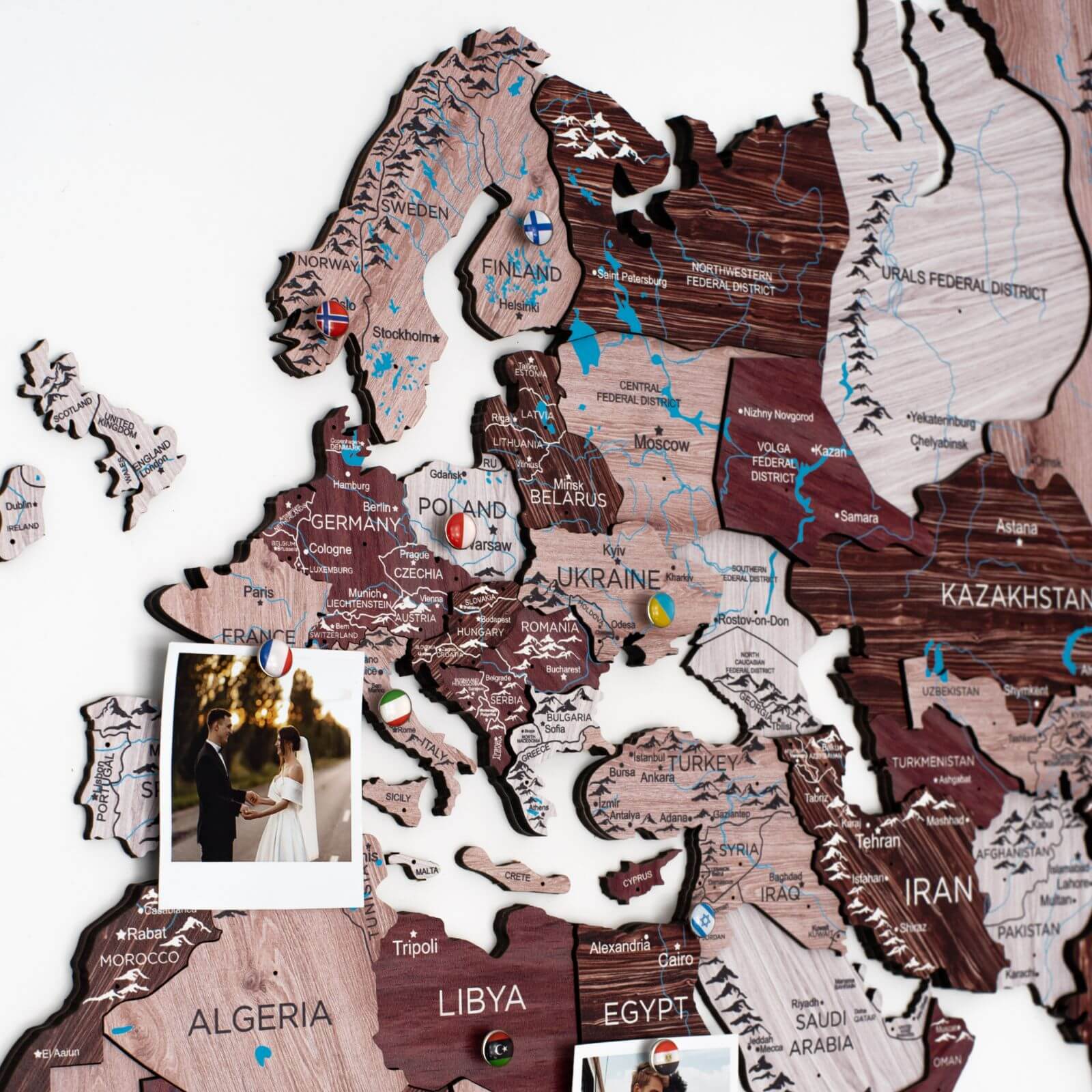 3D Wooden World Map Cappuccino - Image 7