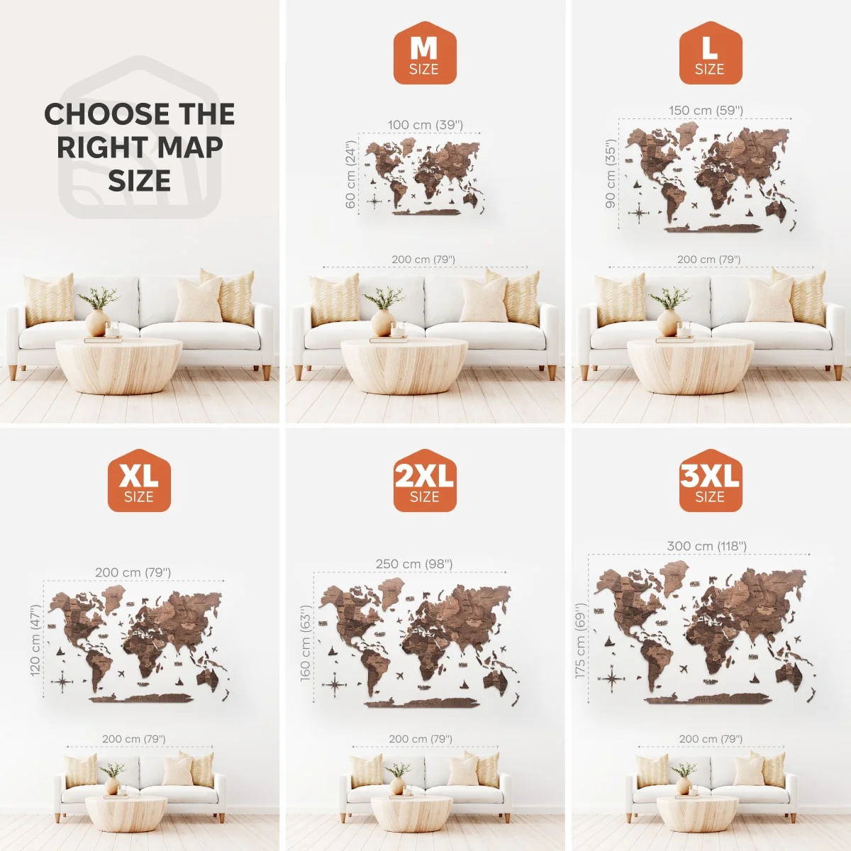 3D Wooden World Map Dark Walnut - Image 10