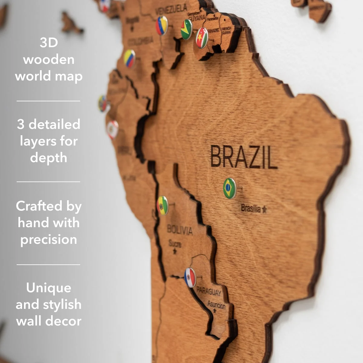 3D Wooden World Map Oak - Image 13