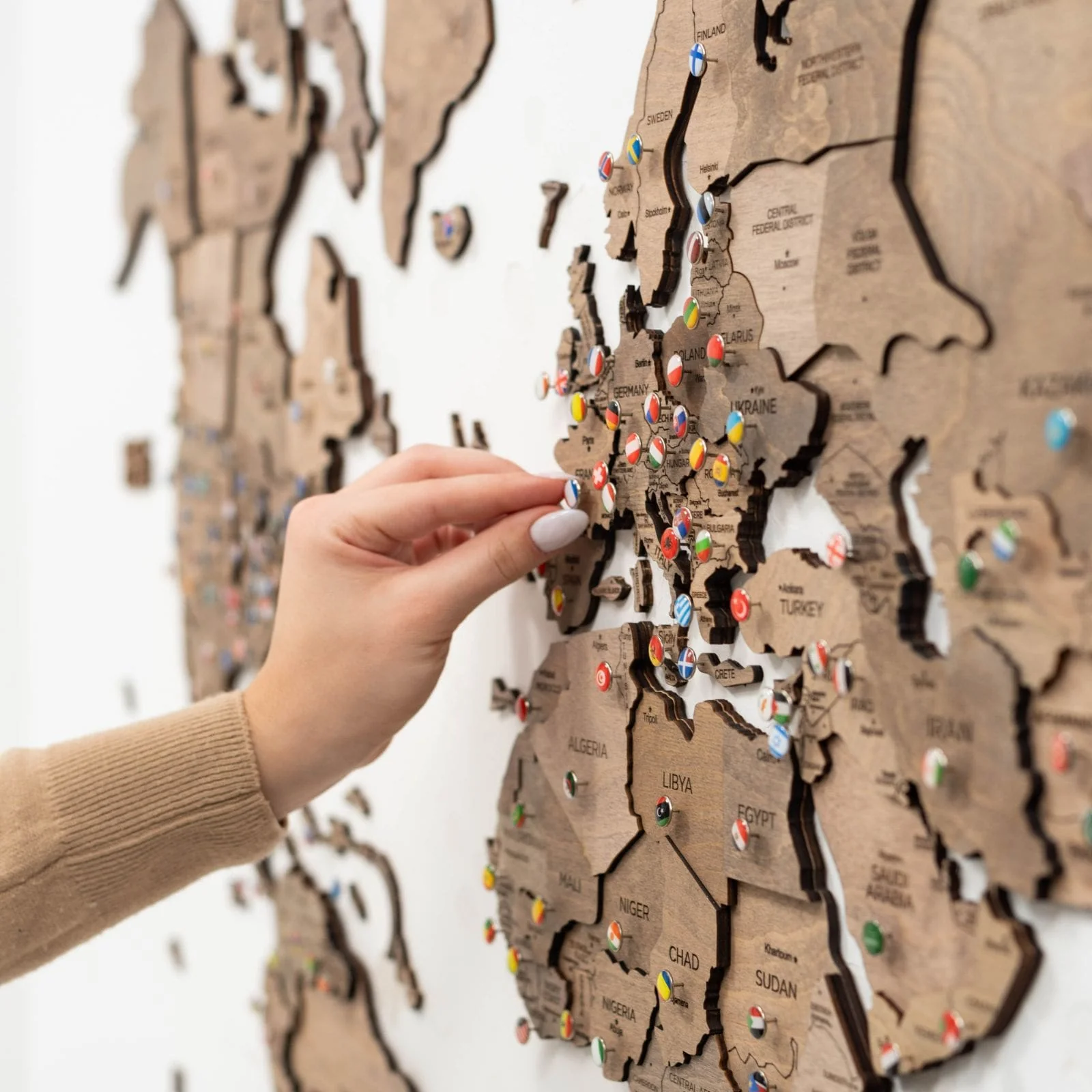 3D Wooden World Map Terra - Image 6