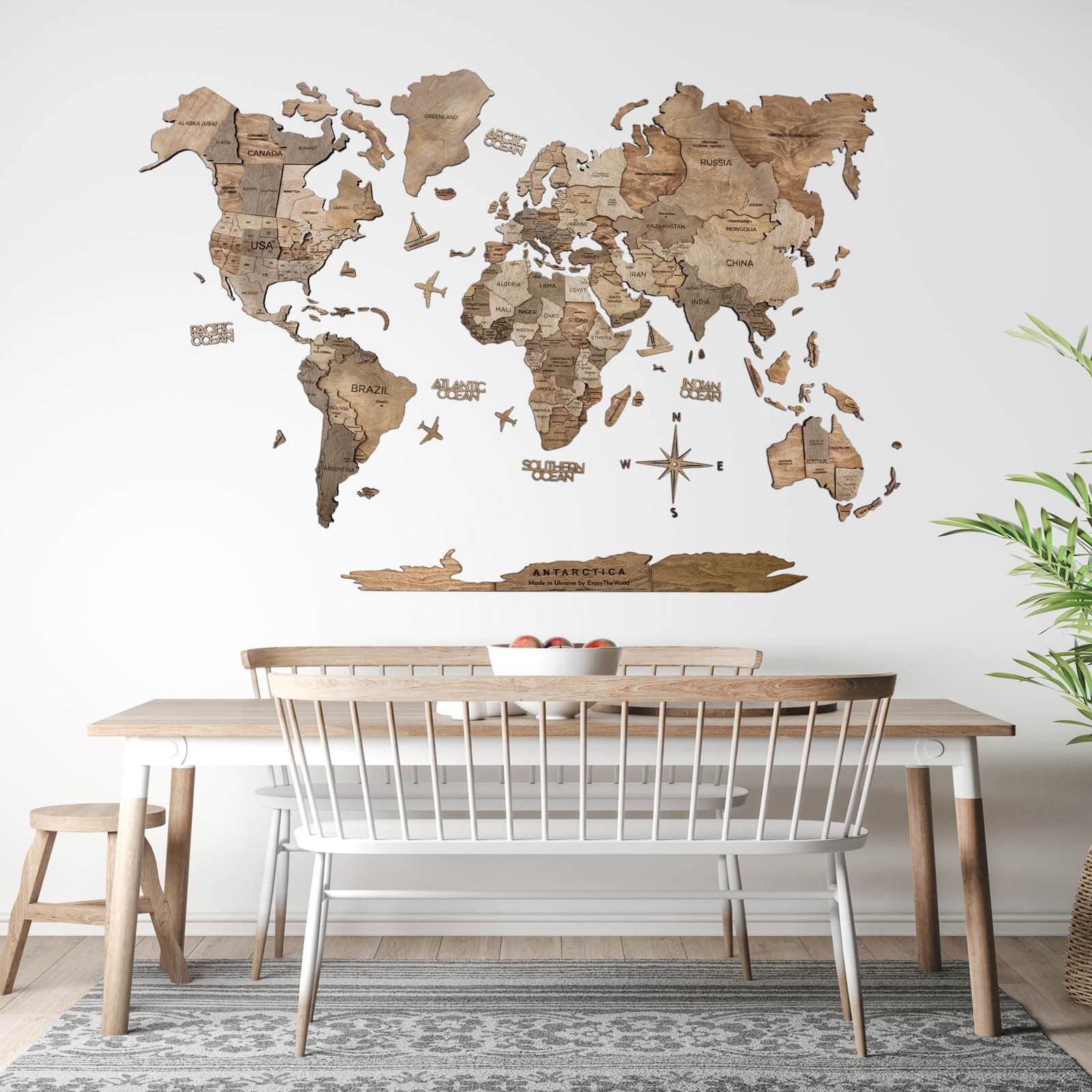 3D Wooden World Map Terra - Image 9