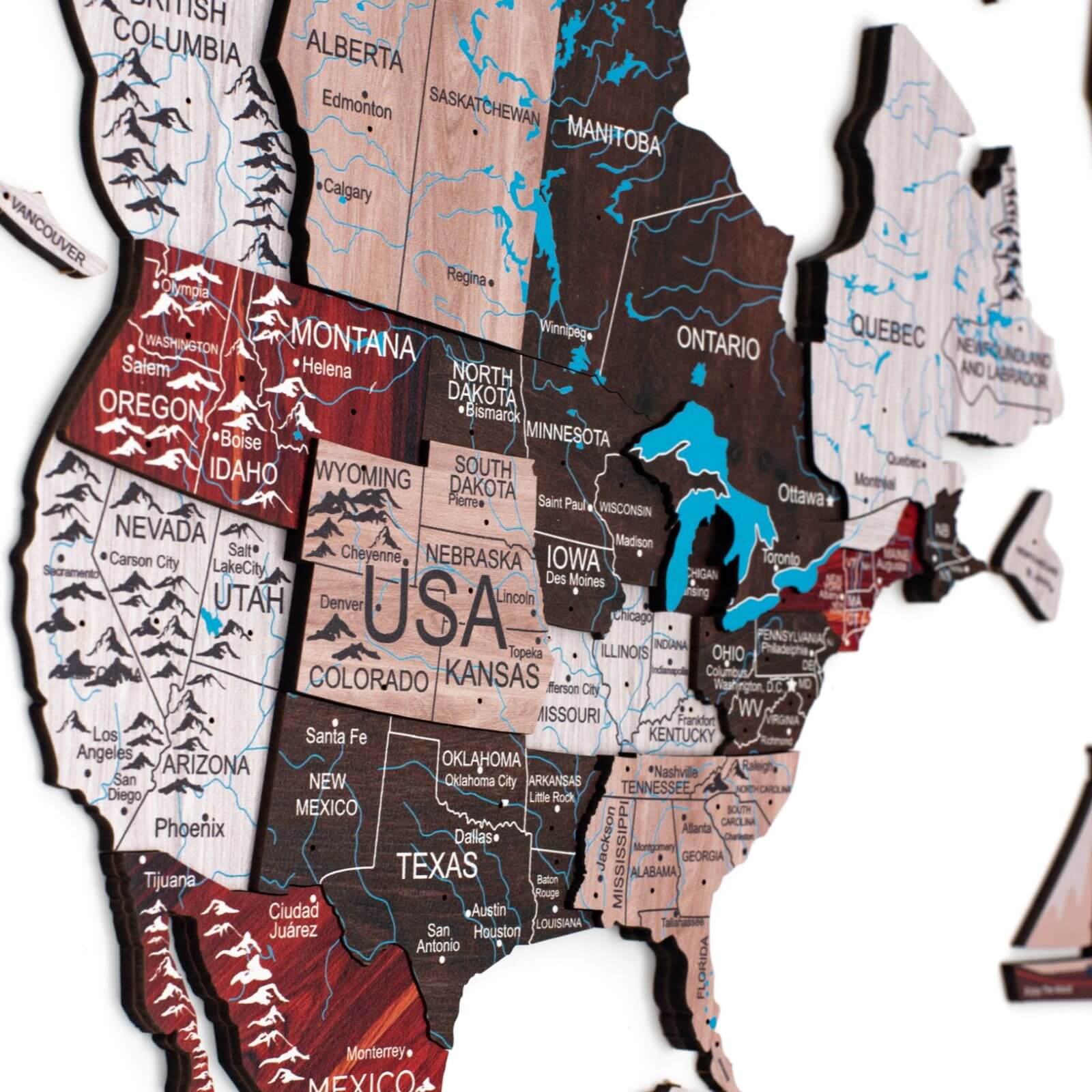 3D Wooden World Map Urban - Image 4