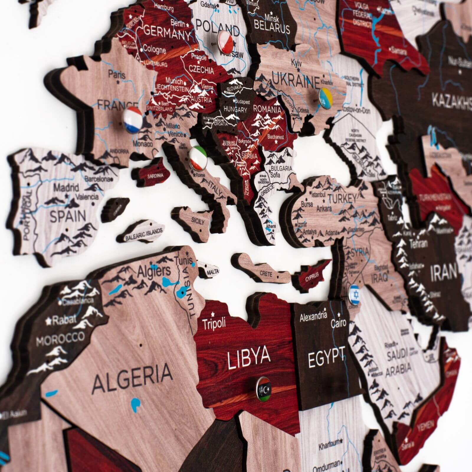 3D Wooden World Map Urban - Image 7