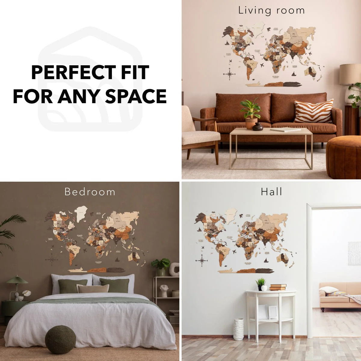 3D Wooden World Map Multicolor - Image 11