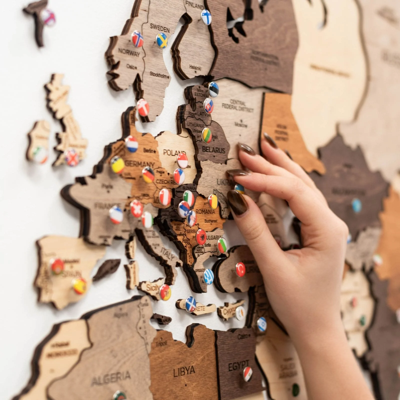 3D Wooden World Map Multicolor - Image 3