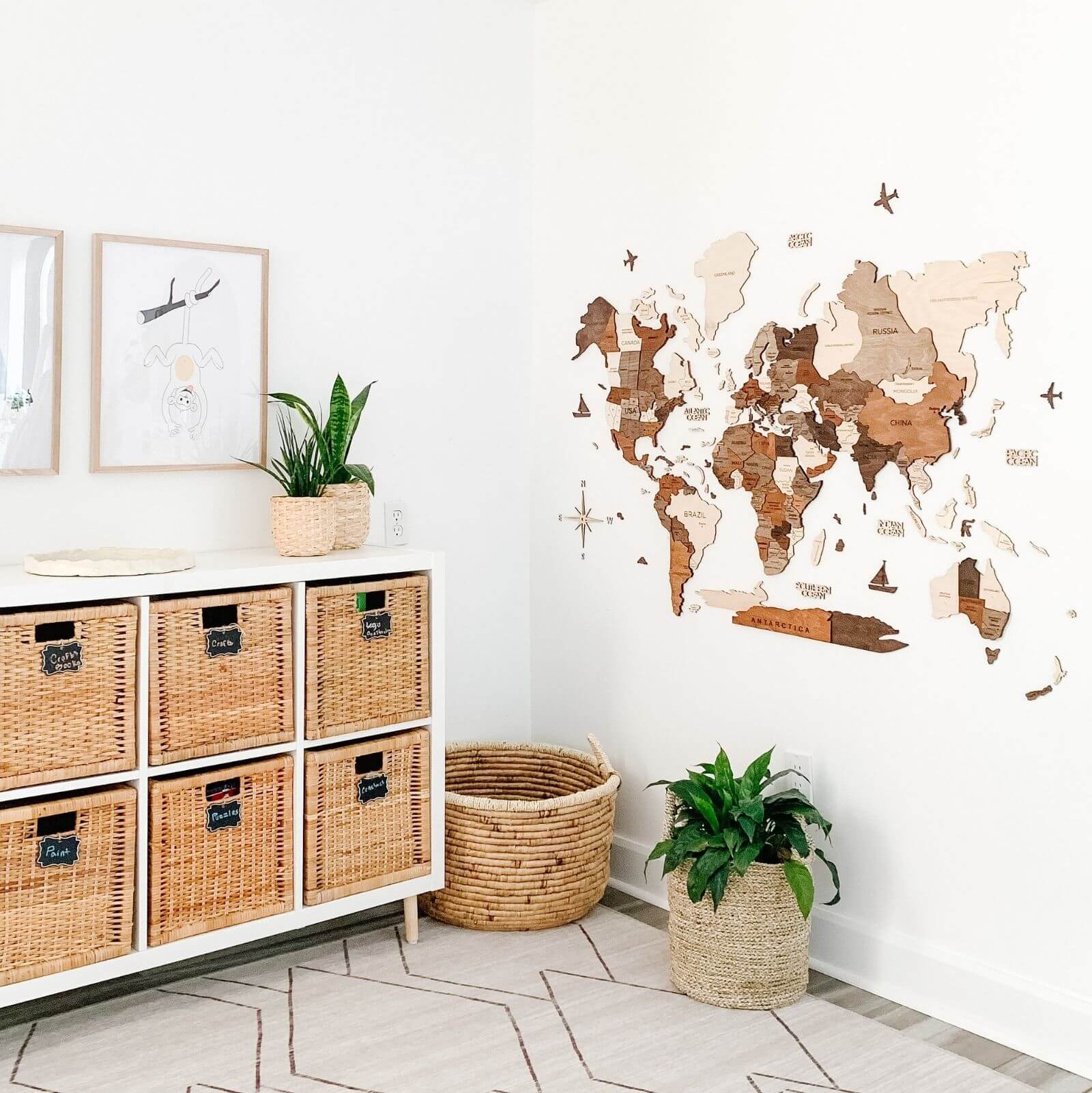 3D Wooden World Map Multicolor - Image 4