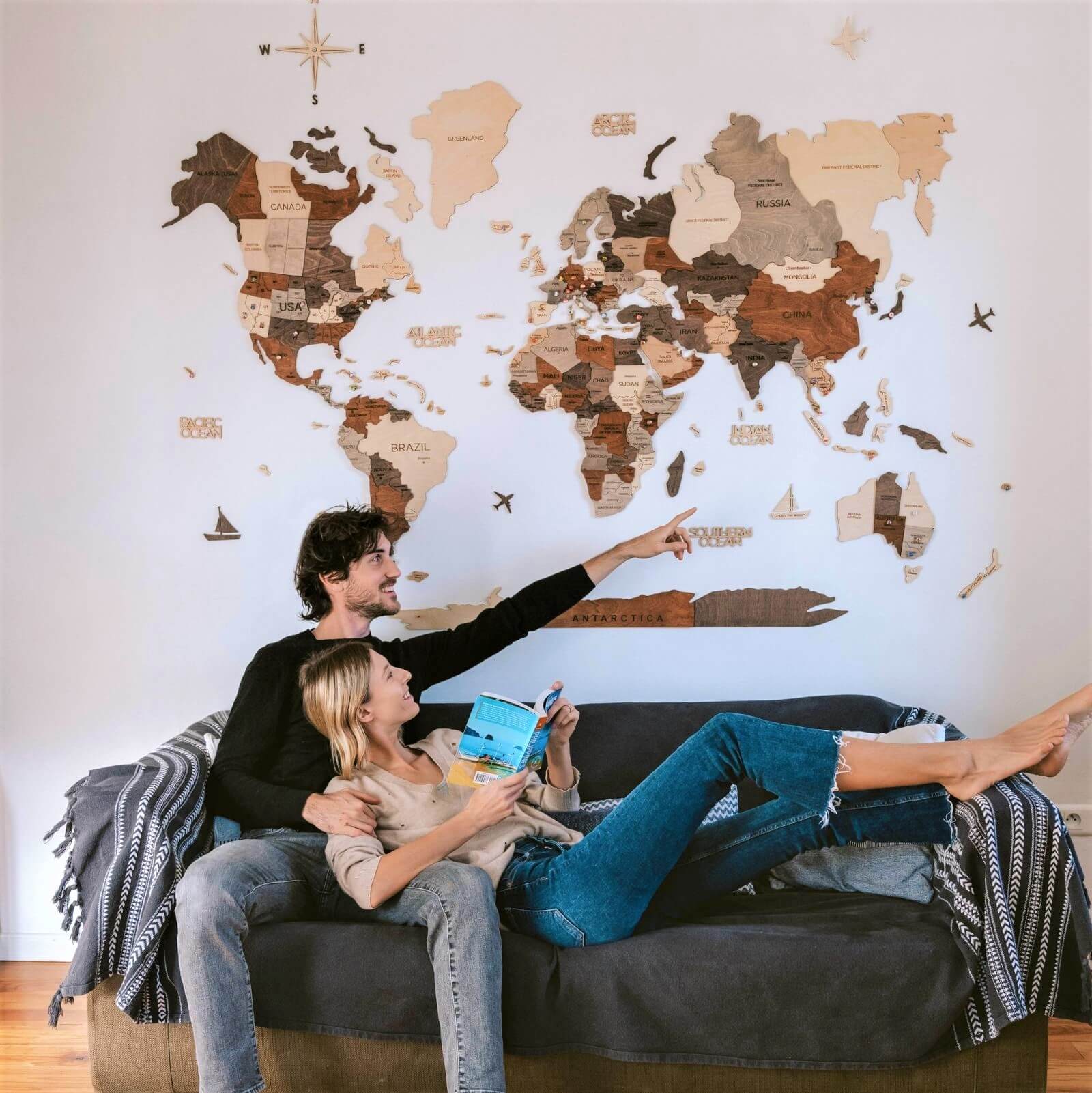 3D Wooden World Map Multicolor - Image 5