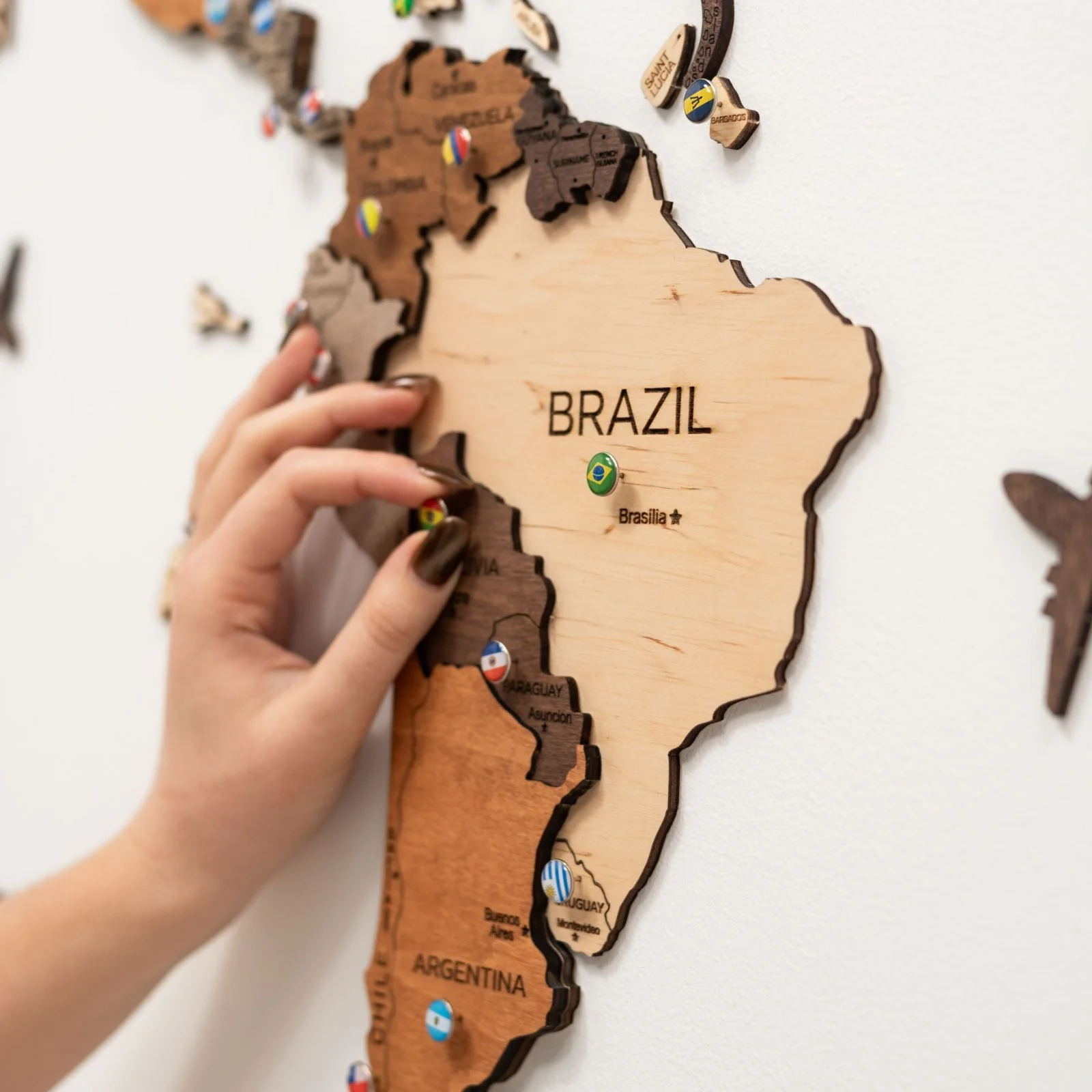3D Wooden World Map Multicolor - Image 6