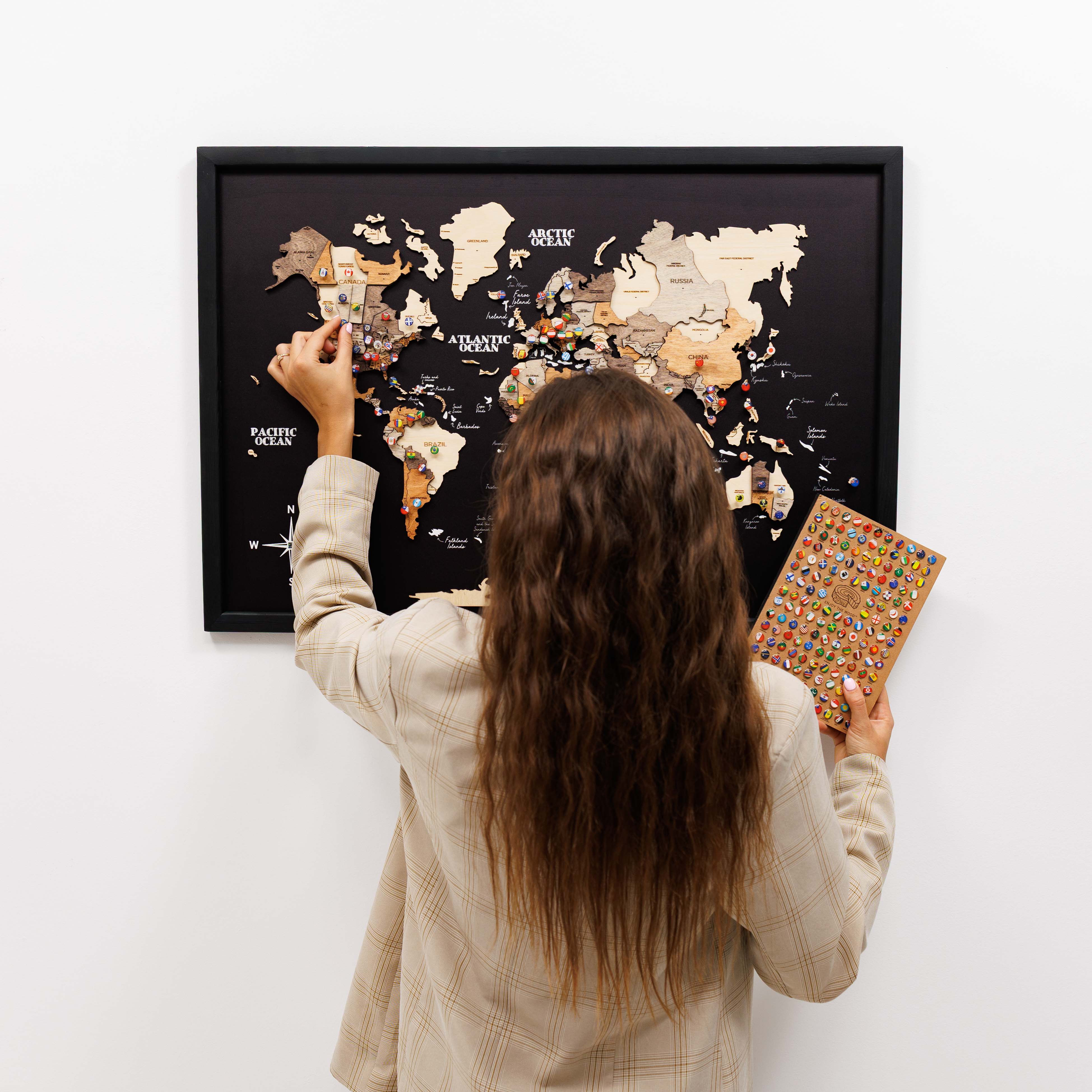 3D Wooden Panel World Map Multicolor - Image 7