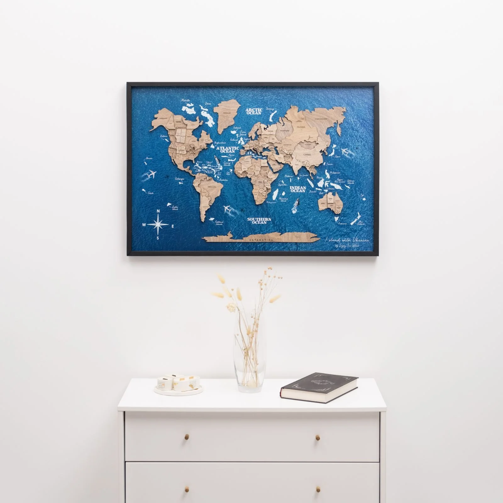 3D Wooden Panel World Map Terra - Image 11