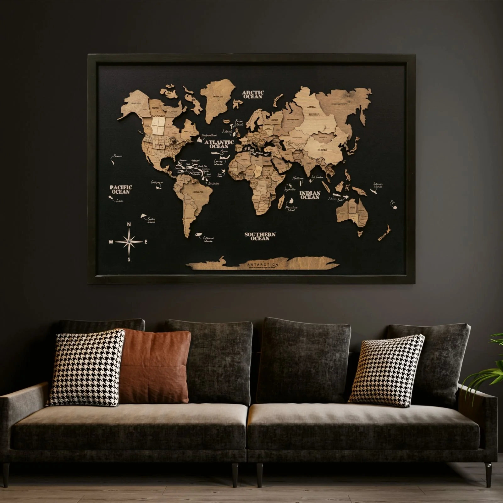 3D Wooden Panel World Map Terra - Image 12