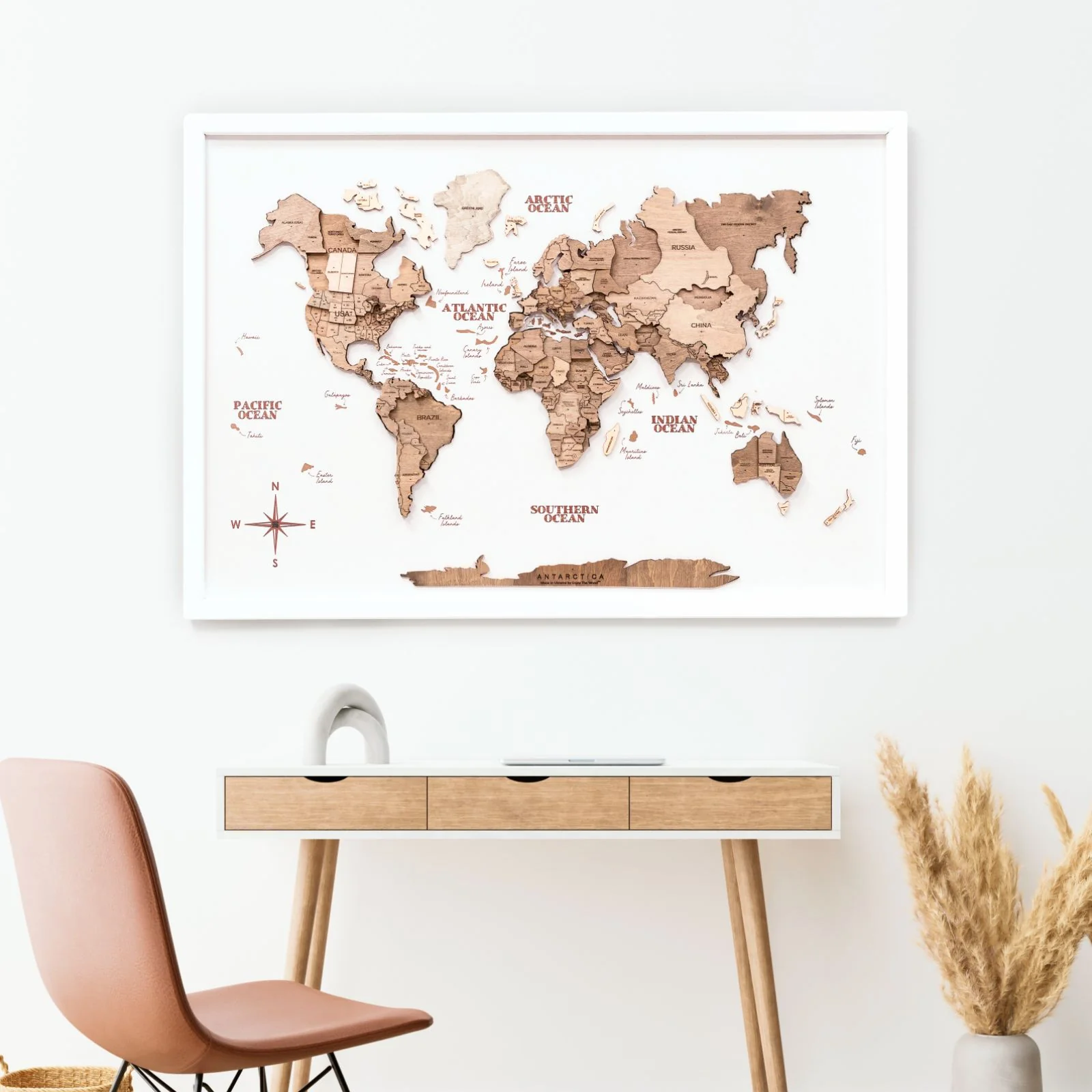 3D Wooden Panel World Map Terra - Image 15