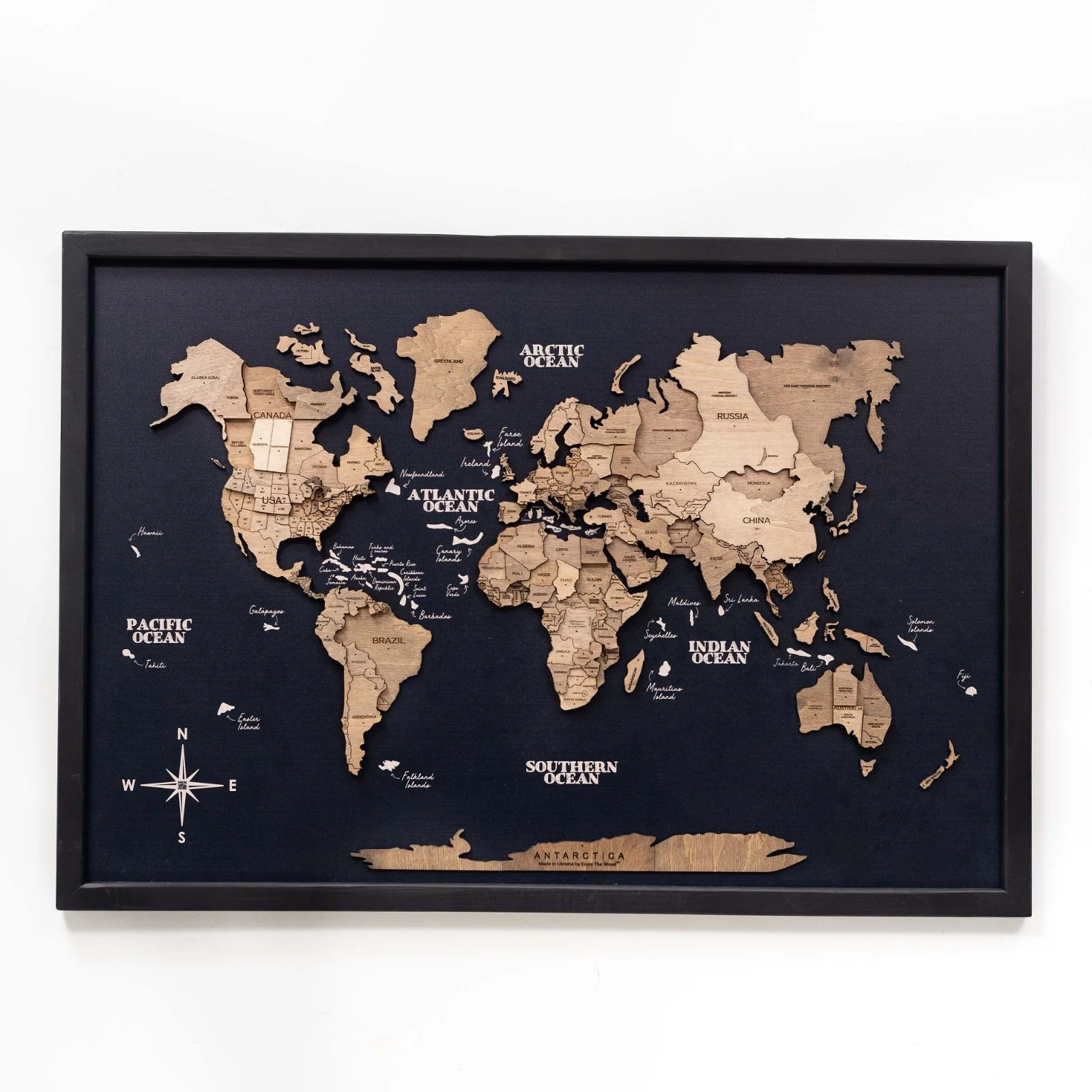 3D Wooden Panel World Map Terra - Image 7