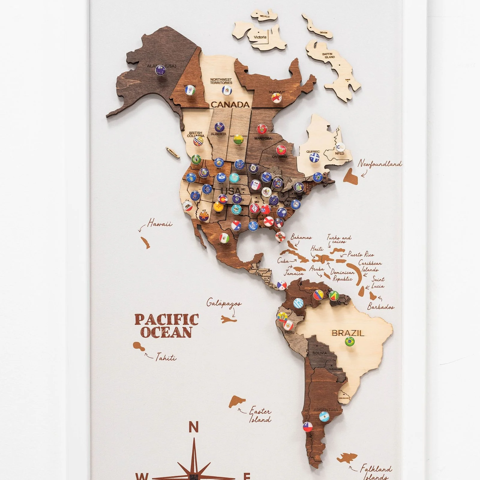 3D Wooden Triptych World Map Multicolor - Image 5