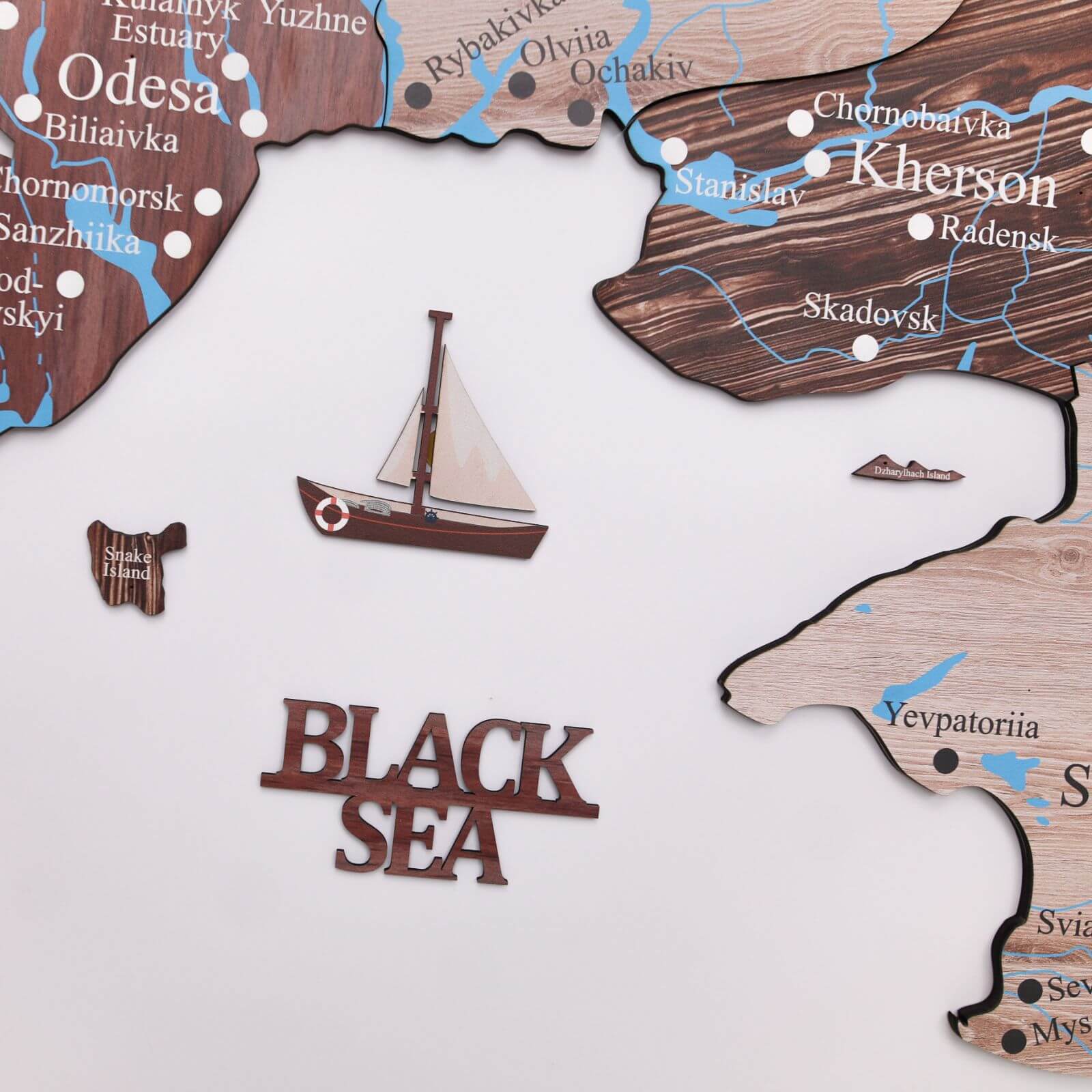 Wooden Map of Ukraine Cappuccino - Image 3