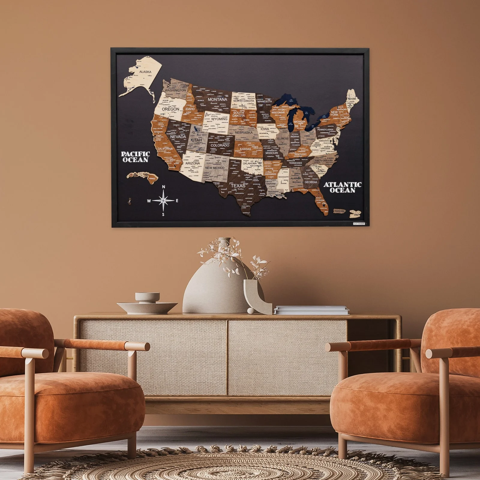 3D Wooden USA Map on Board Multicolor - Image 10
