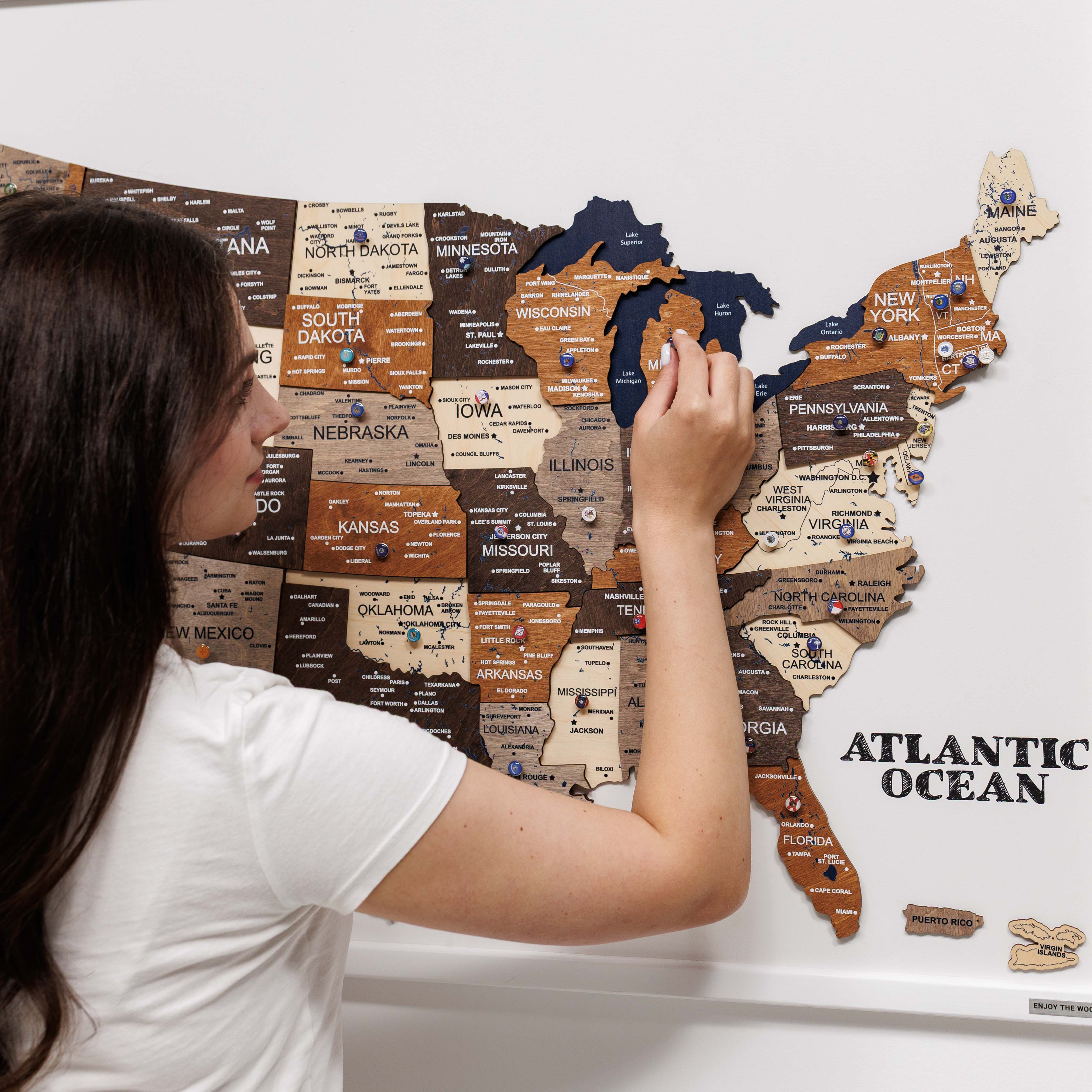 3D Wooden USA Map on Board Multicolor - Image 6