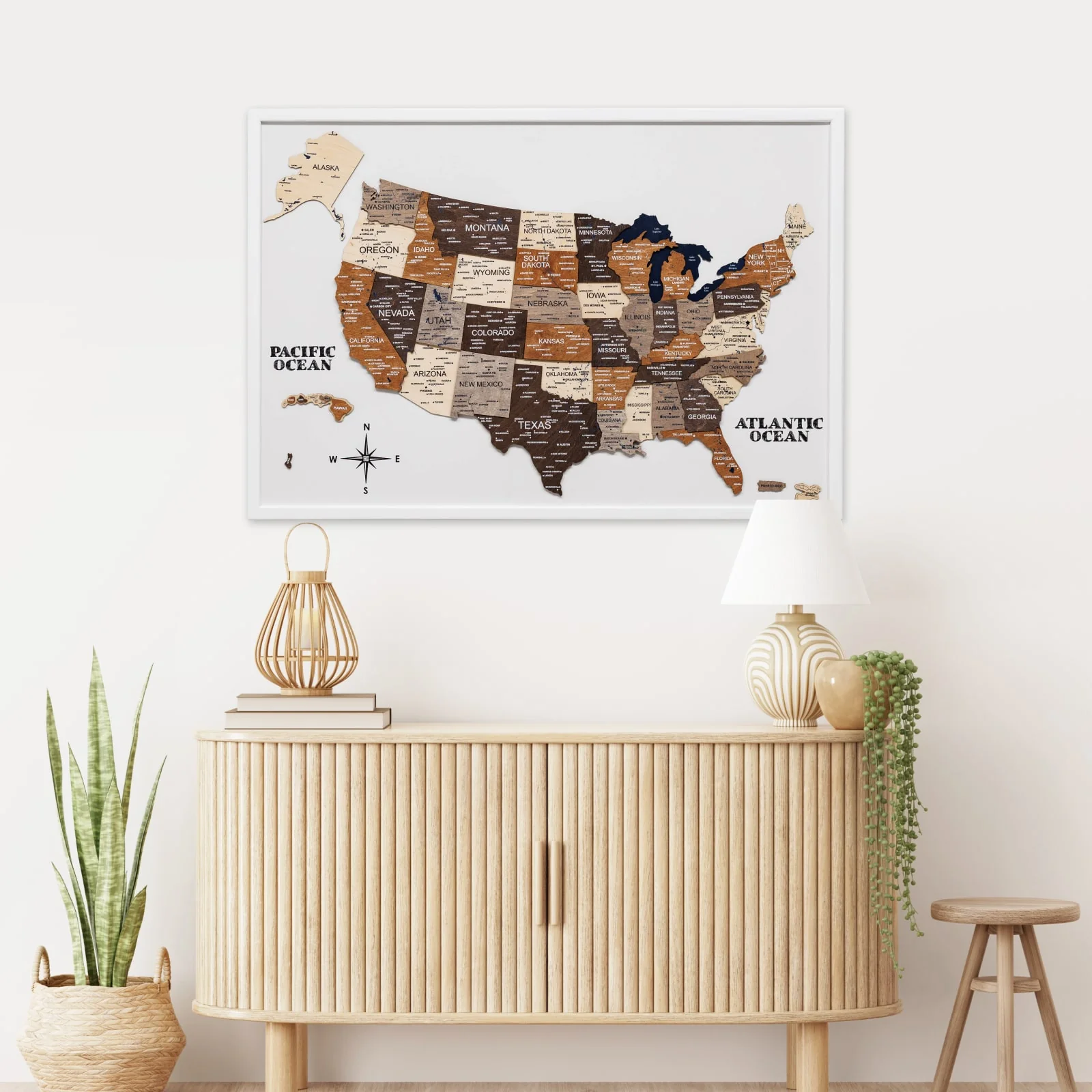 3D Wooden USA Map on Board Multicolor - Image 8