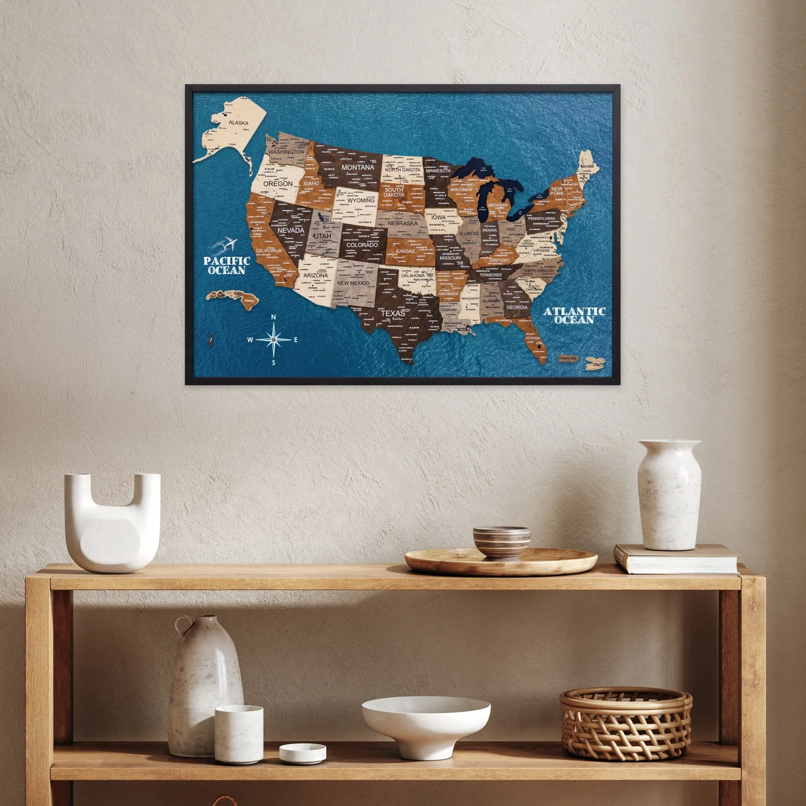 3D Wooden USA Map on Board Multicolor - Image 9