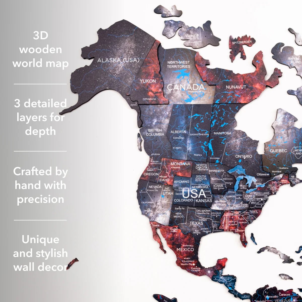 3D Wooden World Map Alcor - Image 13