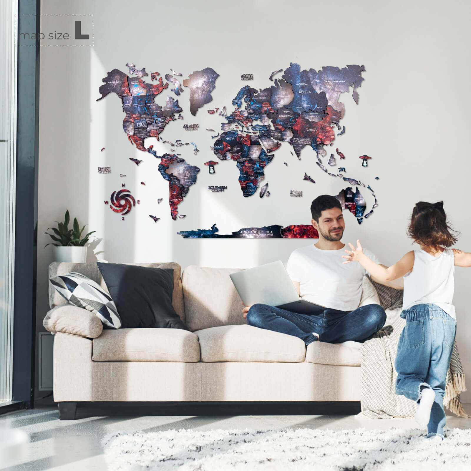 3D Wooden World Map Alcor - Image 6