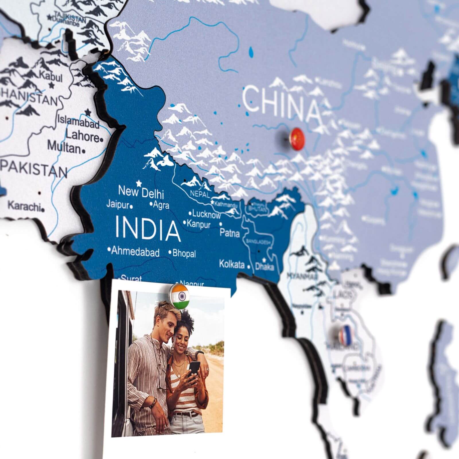 3D Wooden World Map Aqua - Image 10