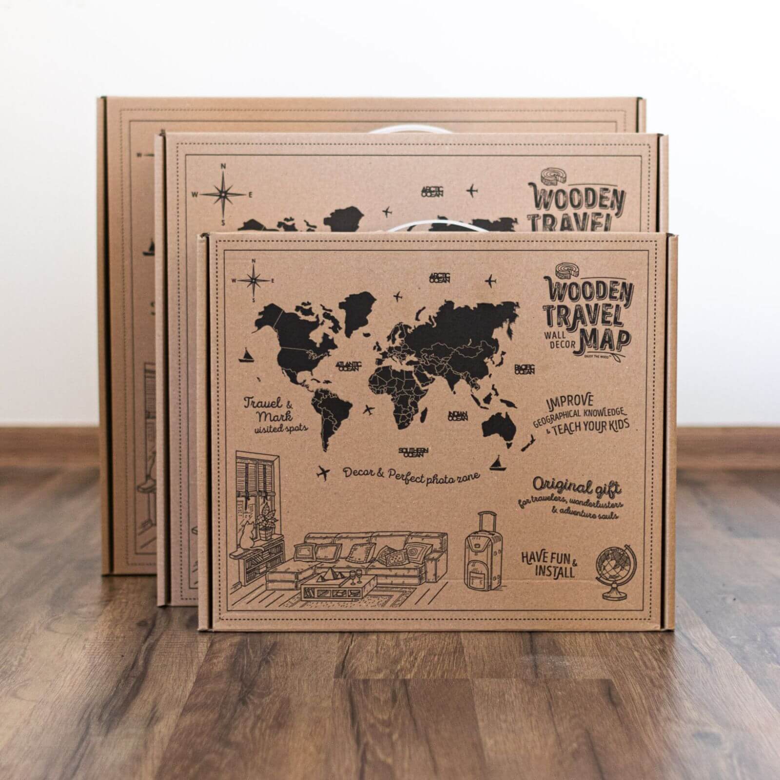 3D Wooden World Map Aqua - Image 16
