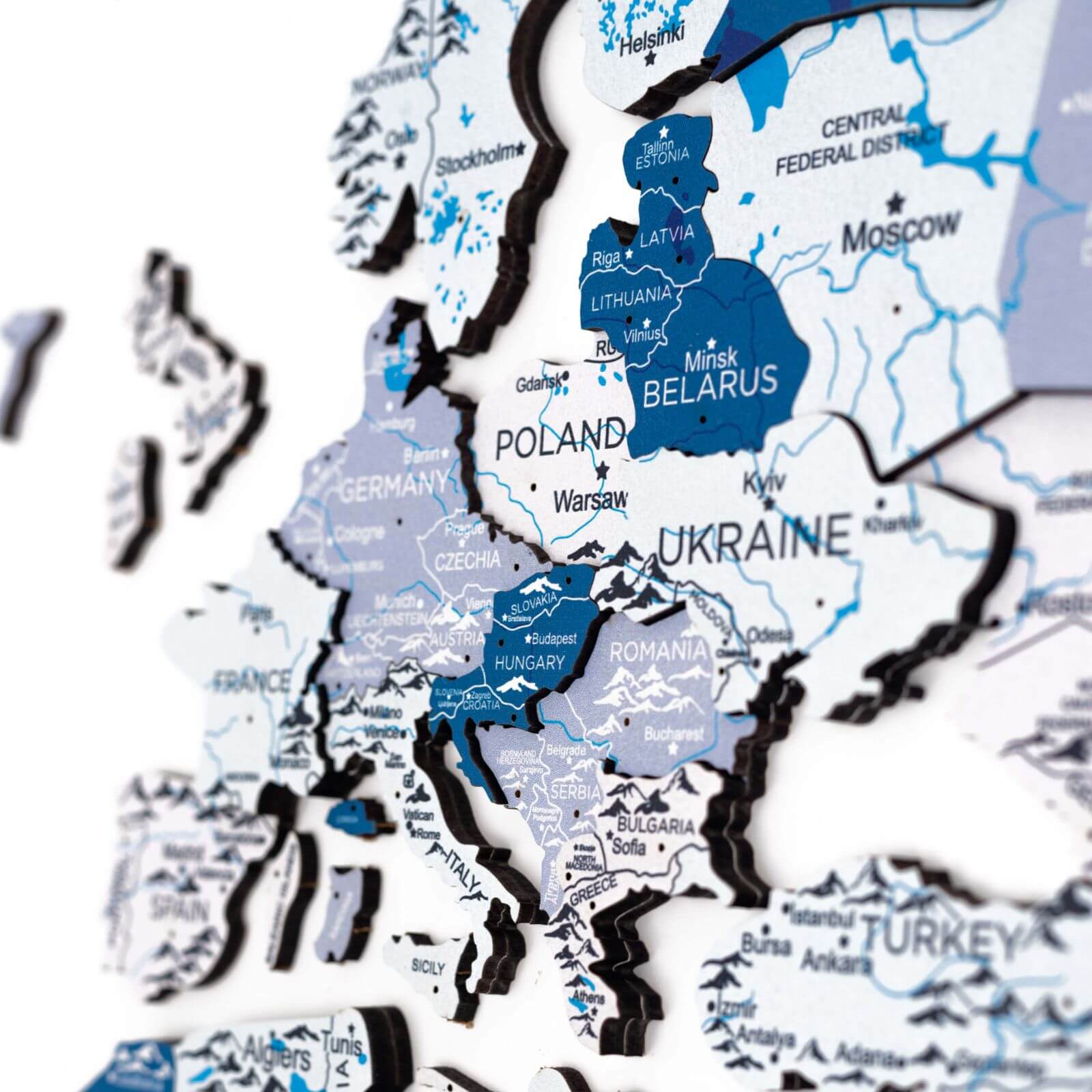 3D Wooden World Map Aqua - Image 6