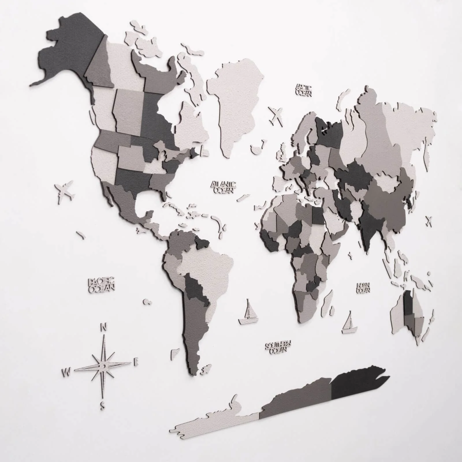 3D Wooden World Map Concrete - Image 13