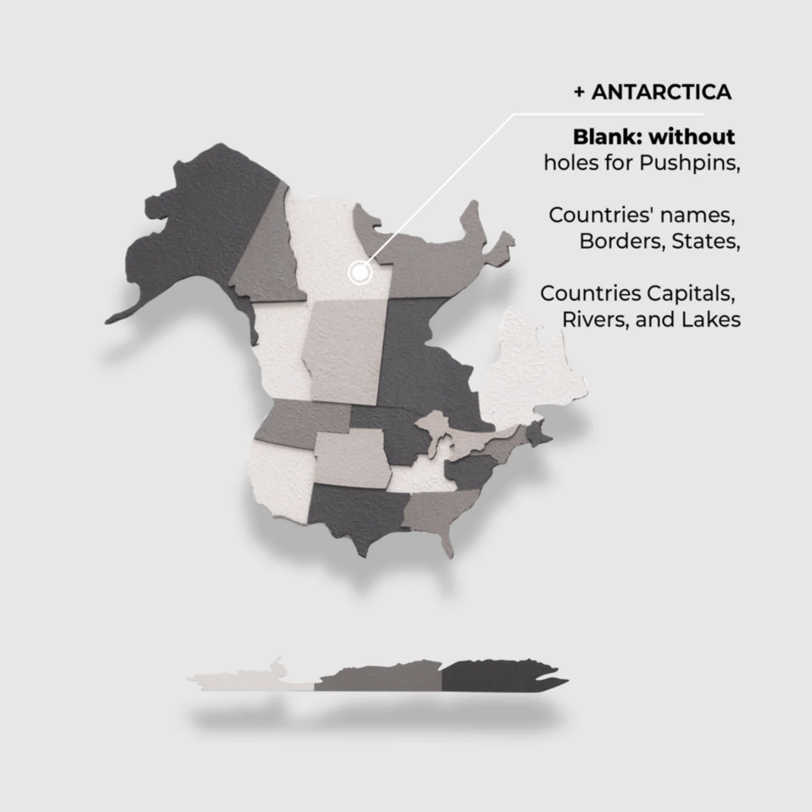 3D Wooden World Map Concrete - Image 3